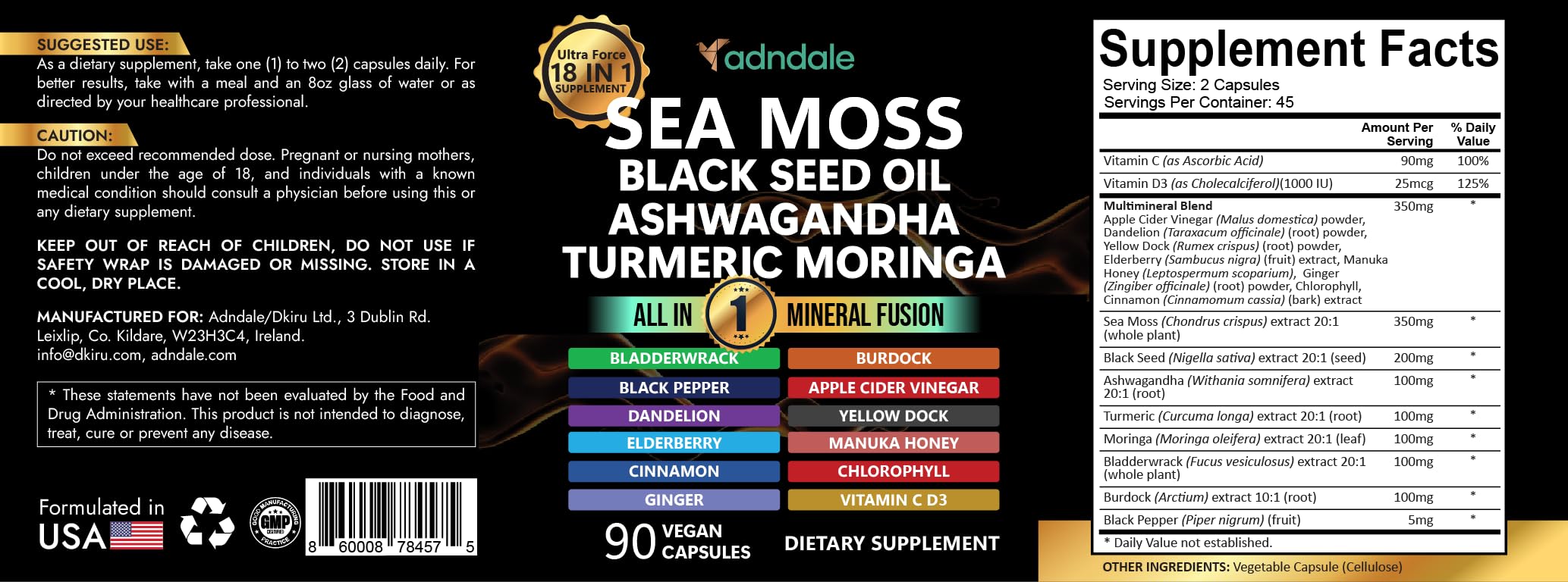 Adndale Black Seed Oil capsules close-up for vitality support.