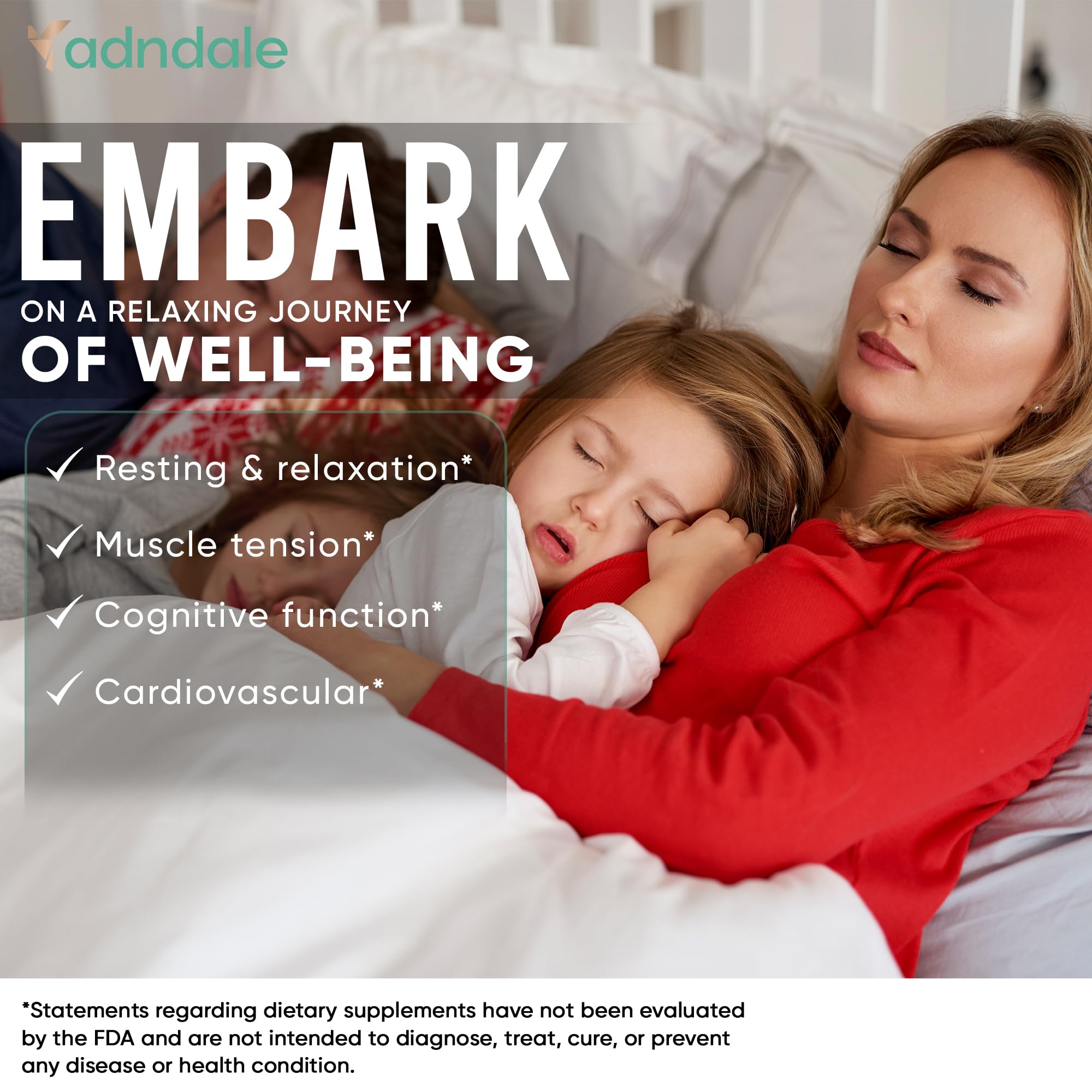 Adndale label highlighting the ingredient list and blend design for relaxation