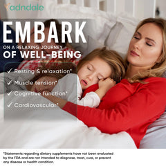 Adndale label highlighting the ingredient list and blend design for relaxation
