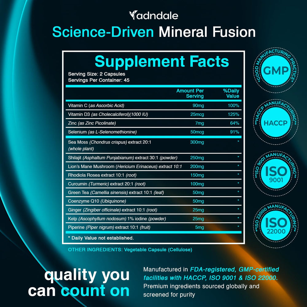 Adndale rhodiola rosea capsules supporting calm energy and resilience