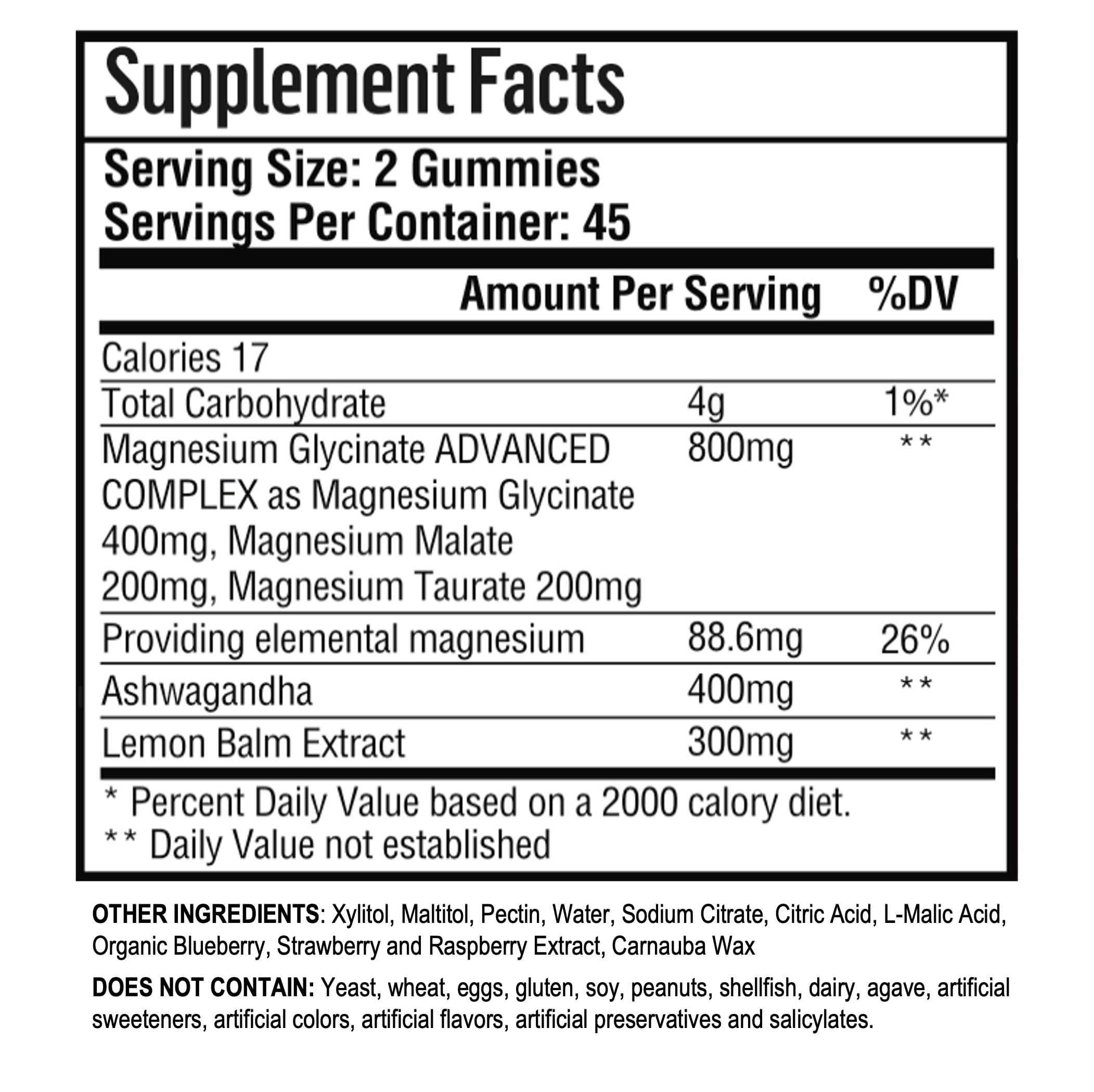 Adndale gummies packaging label highlighting sugar-free, vegan formula for adults and kids