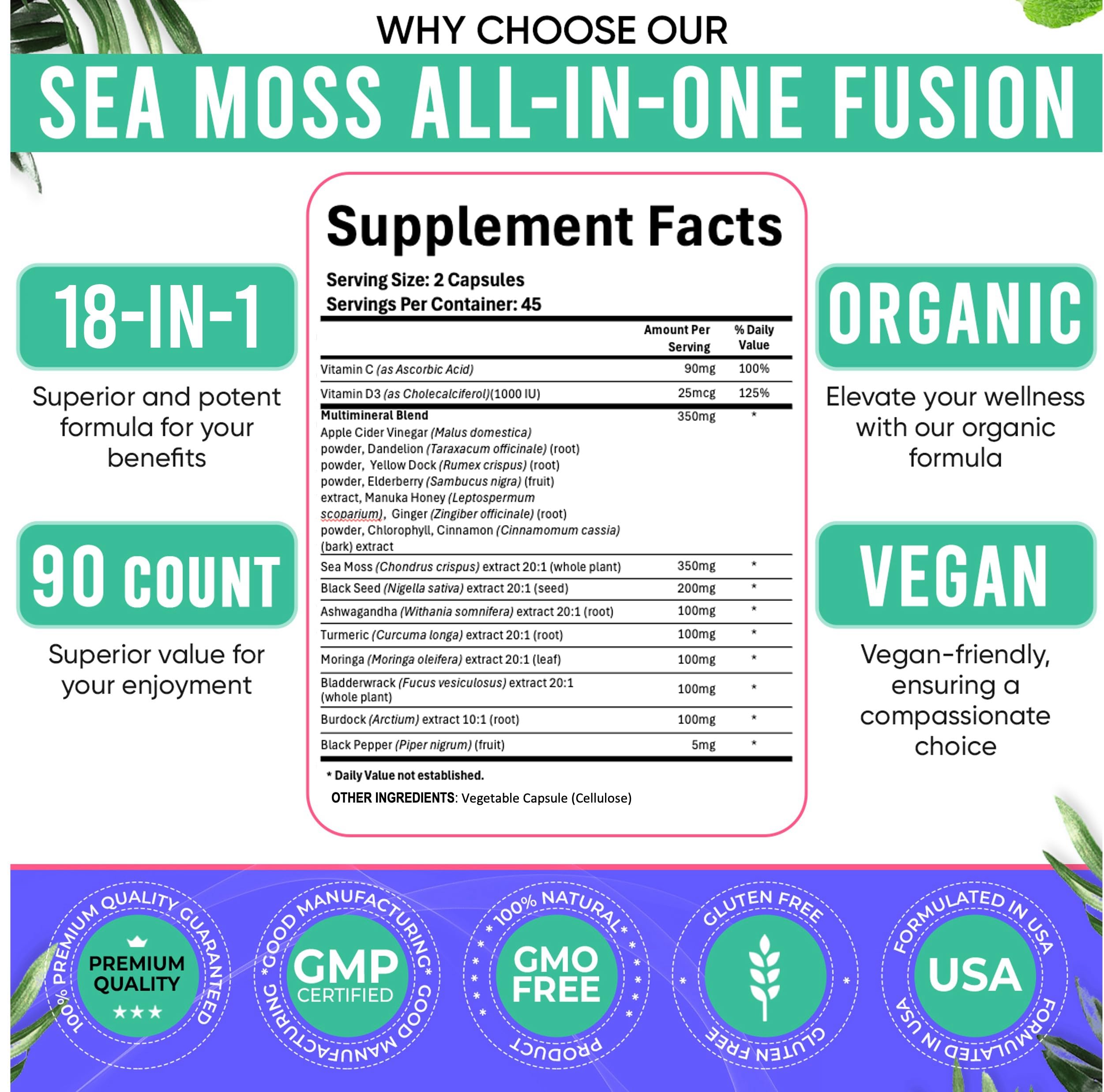 Adndale Sea Moss Turmeric Moringa capsules for joint comfort and wellness