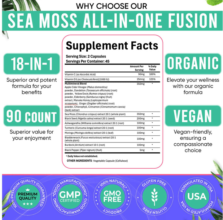 Adndale Sea Moss Turmeric Moringa capsules for joint comfort and wellness