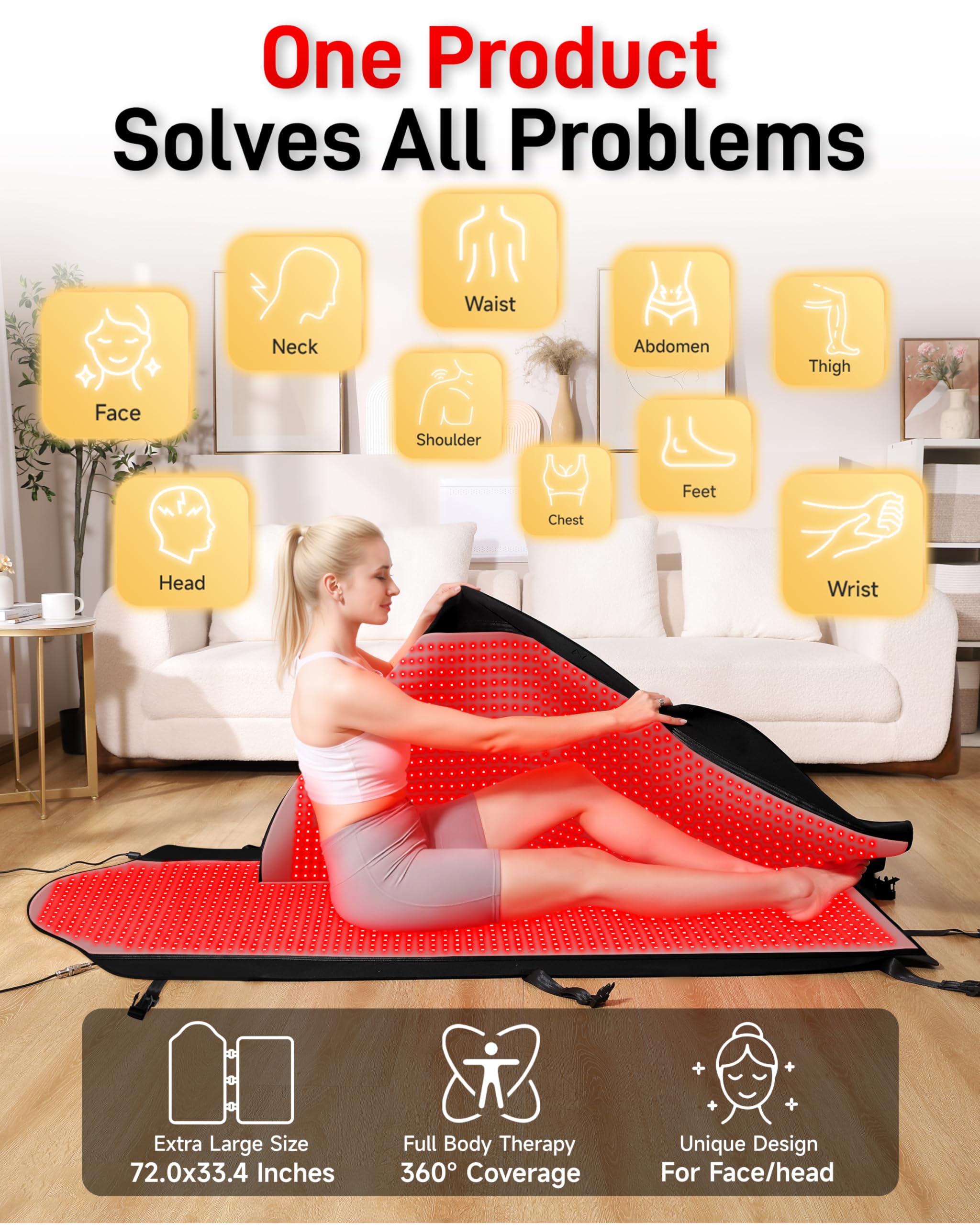 Adracy 2600-LED dual-wave matrix demonstrates even light delivery across the body.