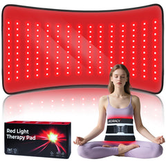 Adracy red light therapy pad targeting the back with deep 660nm and 850nm wavelengths.
