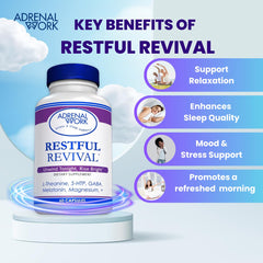 Nighttime routine scene with Adrenalwork capsules ready to unwind.