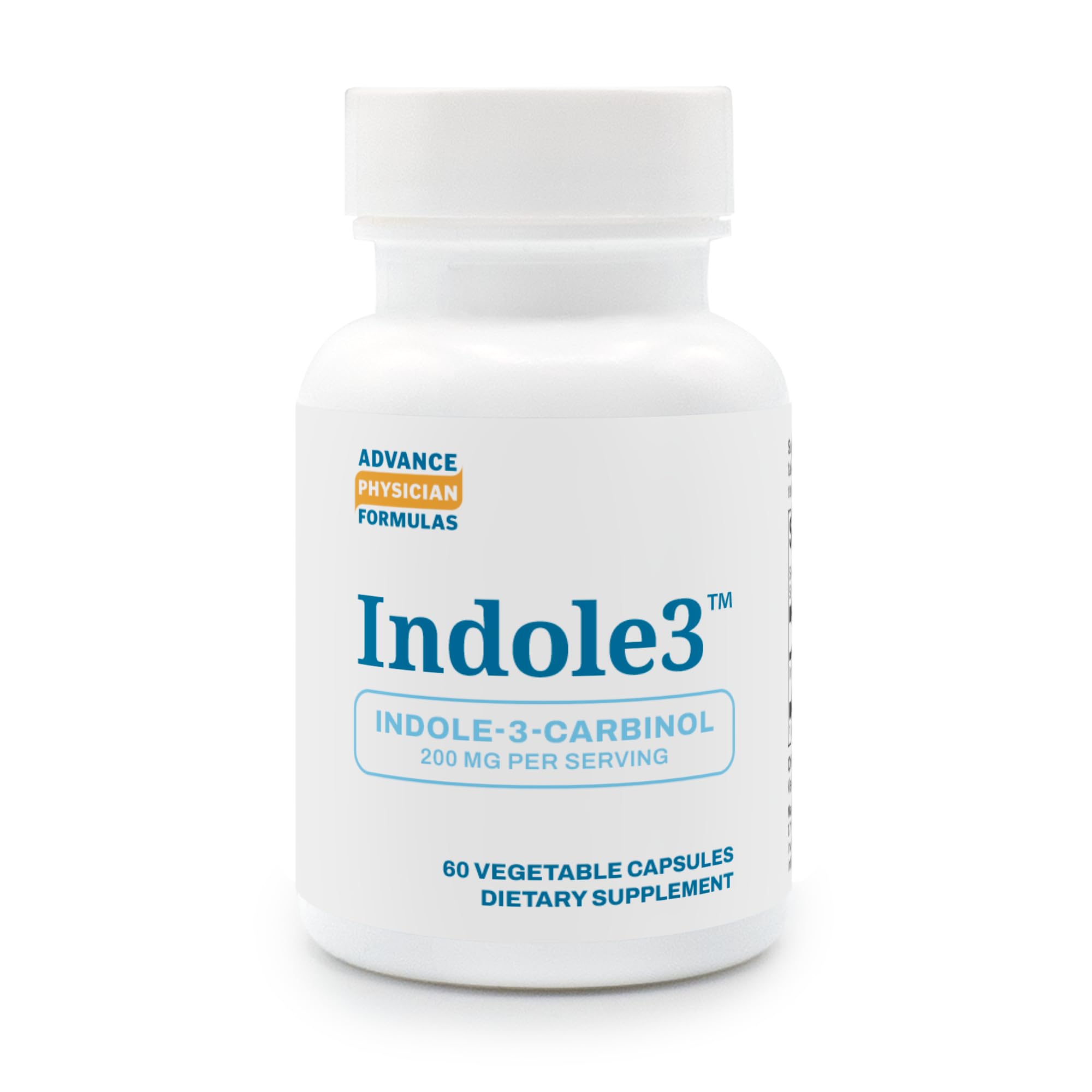 Advance Physician Formulas Indole-3-Carbinol bottle shows packaging for daily wellness use