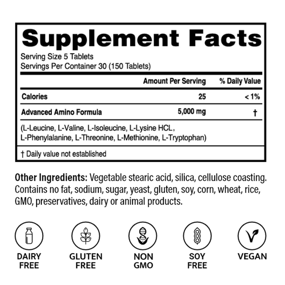 Closeup of Advanced Bionutritionals Advanced Amino Formula tablets for balanced amino acid support
