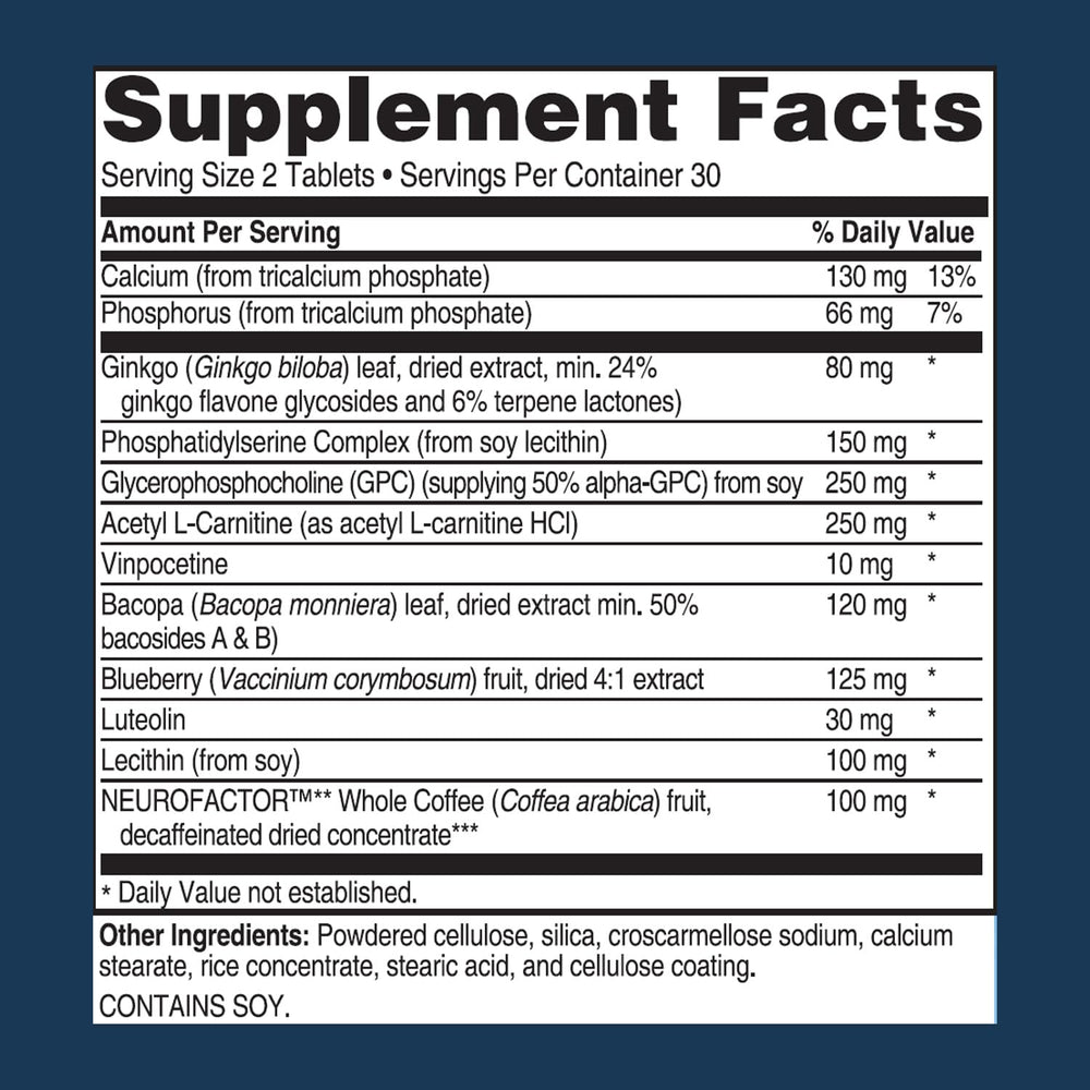 Close-up of Advanced Memory Formula capsules for convenient daily use.