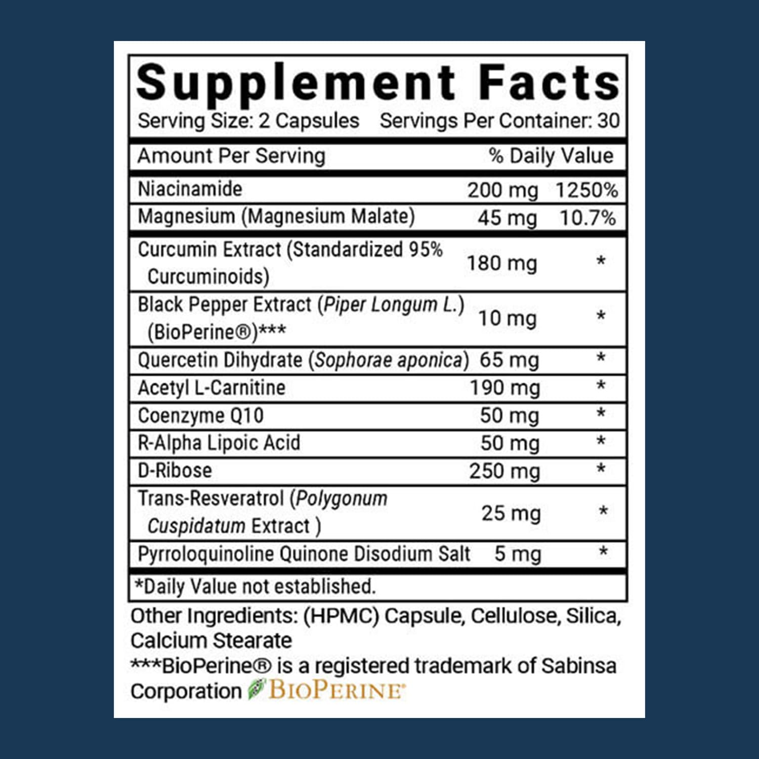 Advanced Bionutritionals mitochondrial formula label highlights vegan and gluten-free ingredients