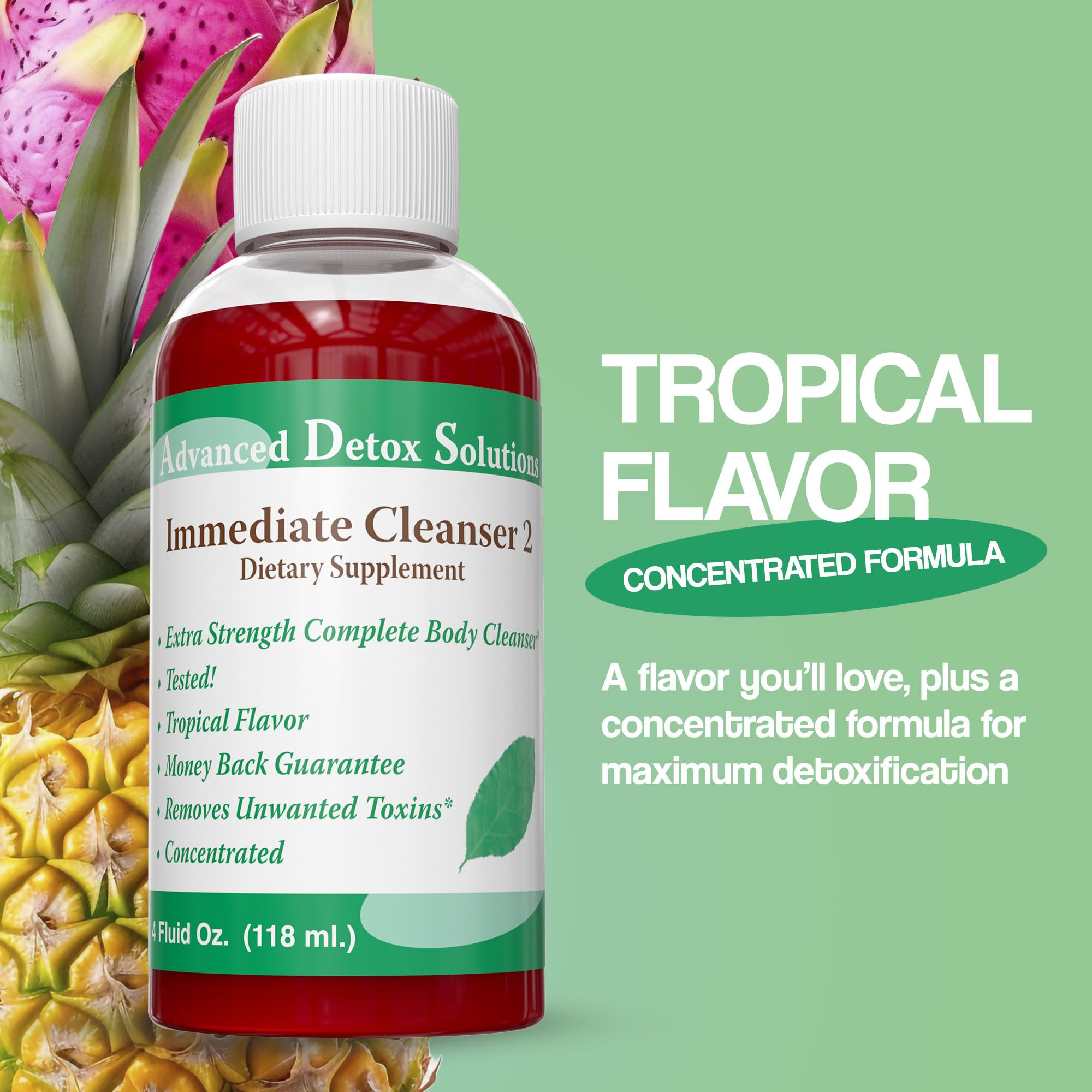 Advanced Detox Solutions Immediate Cleanser 2 glass with water demonstrating immediate action