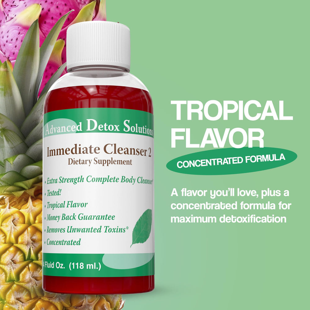 Advanced Detox Solutions Immediate Cleanser 2 glass with water demonstrating immediate action