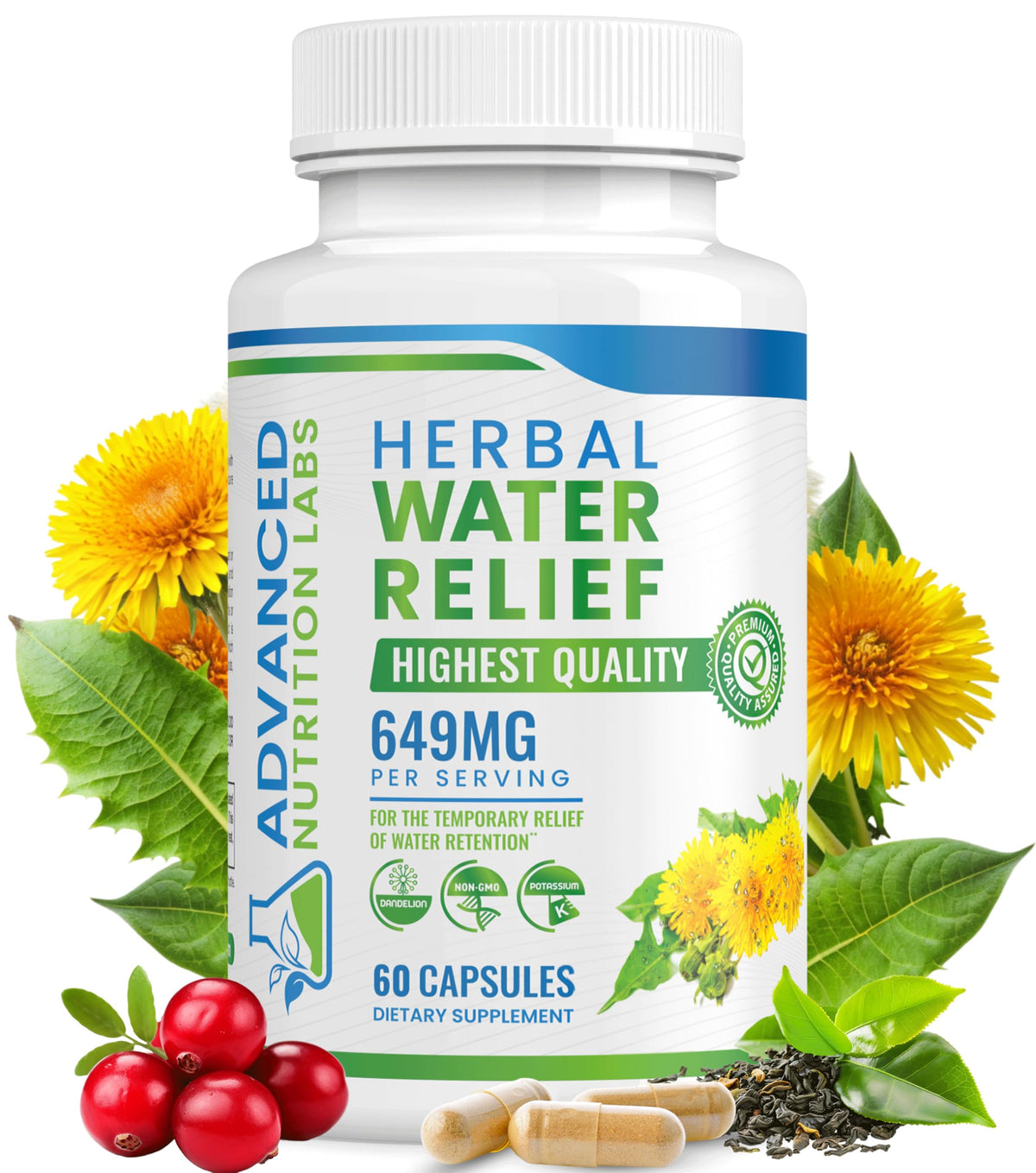 Advanced Nutrition Labs cápsulas con extracto de hoja de diente de león, apoyo suave a la retención de líquidos.