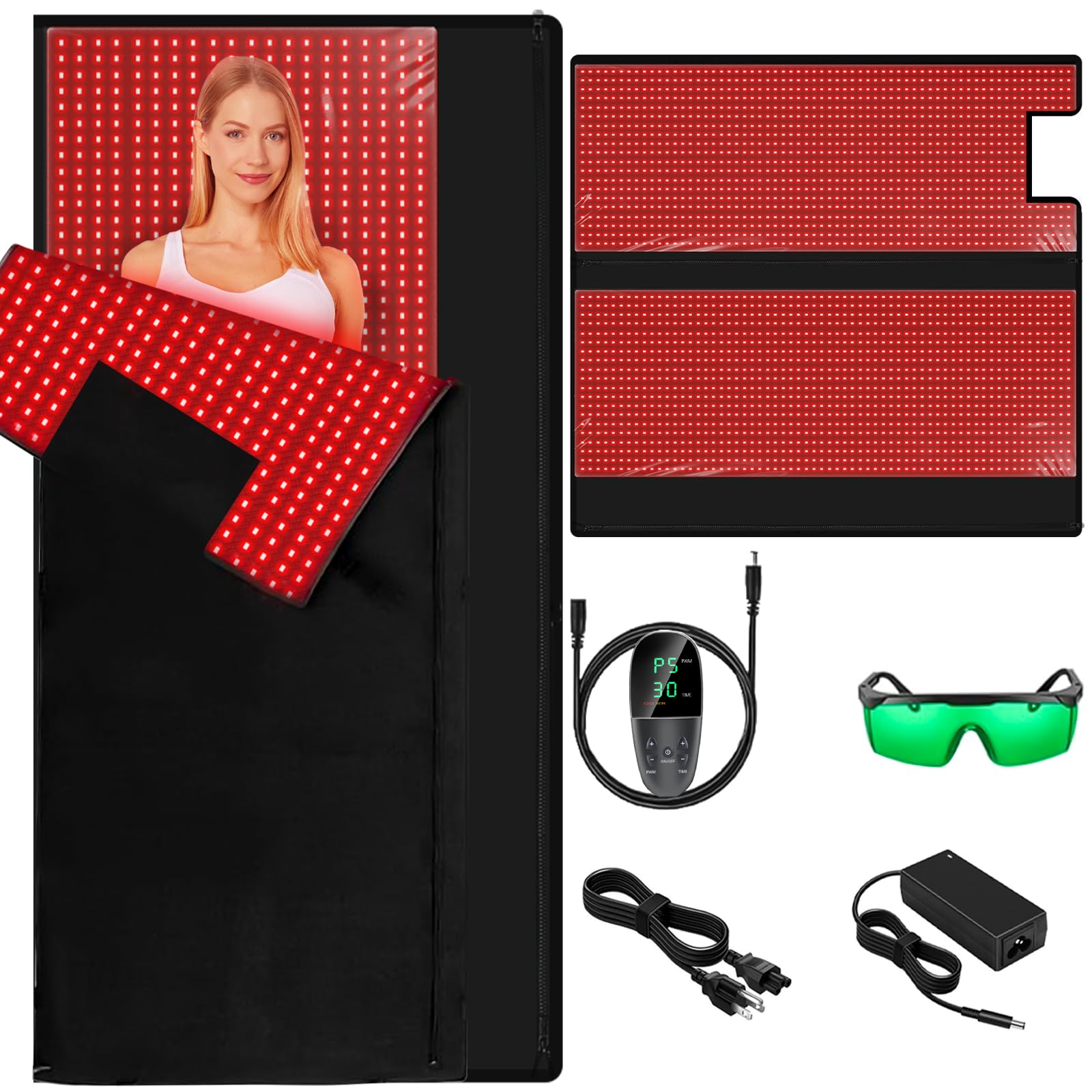 ADVARAYS red light therapy pad front view, ideal for home facial and body care.
