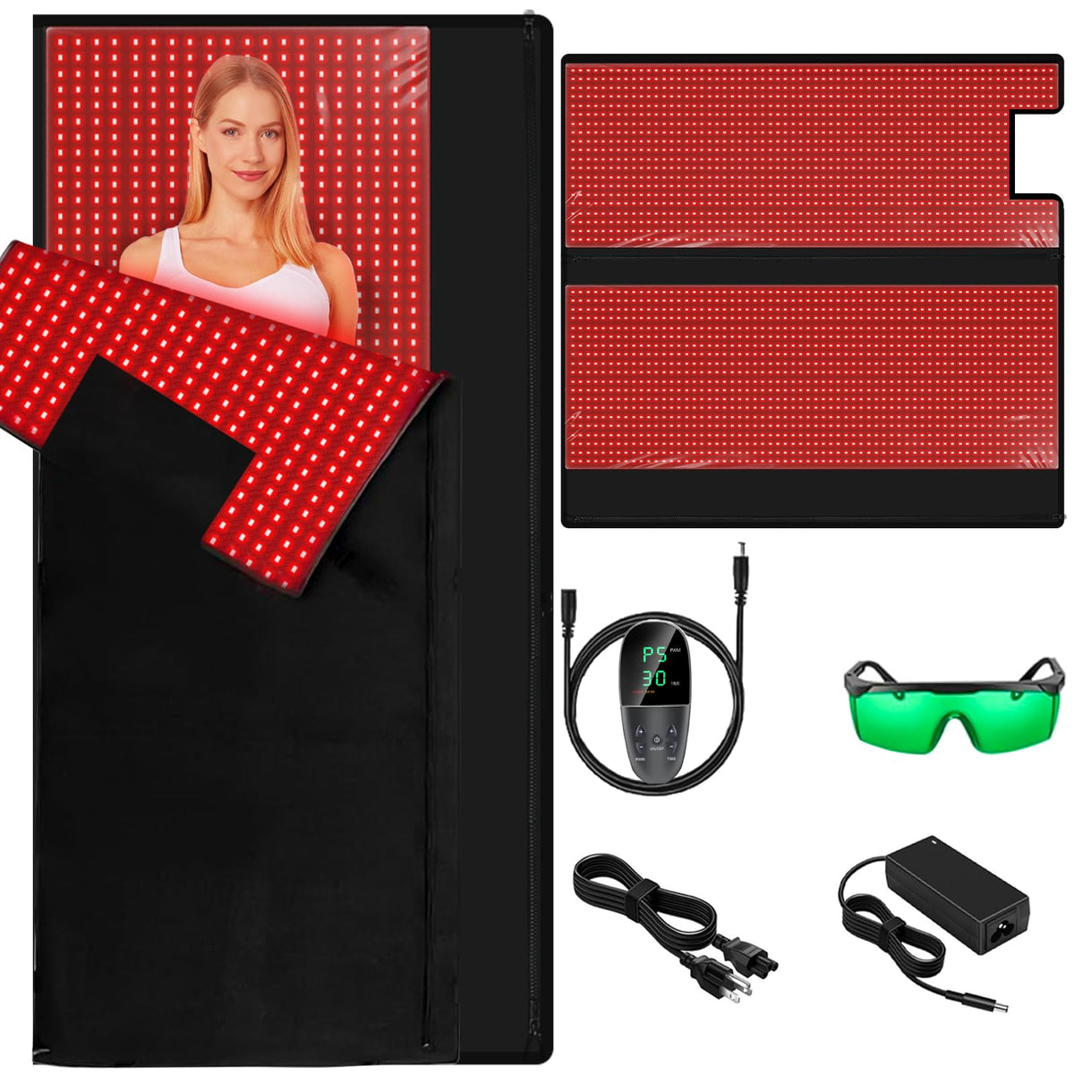 ADVARAYS red light therapy pad front view, ideal for home facial and body care.