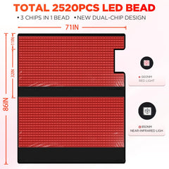 HD LED close-up on ADVARAYS pad illustrating 660nm red and 850nm infrared wavelengths.