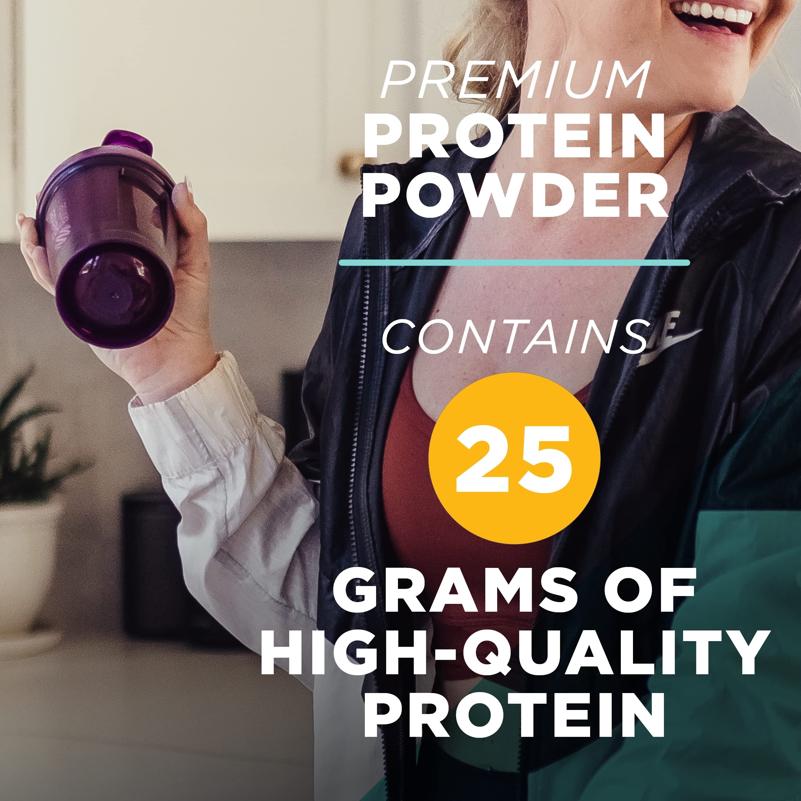 AdvoCare BodyLean25 chocolate mug being stirred for a smooth, digestible shake.