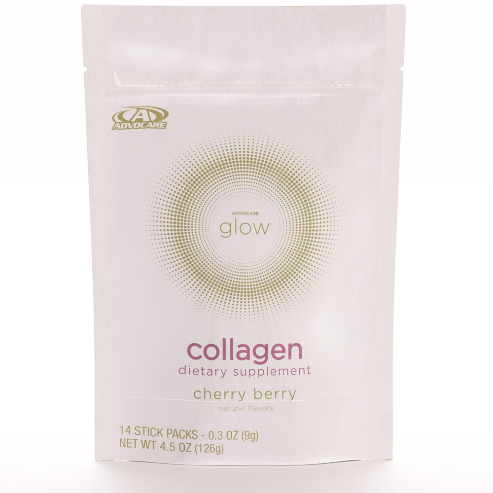 AdvoCare Glow Collagen stick-pack front view for daily beauty support