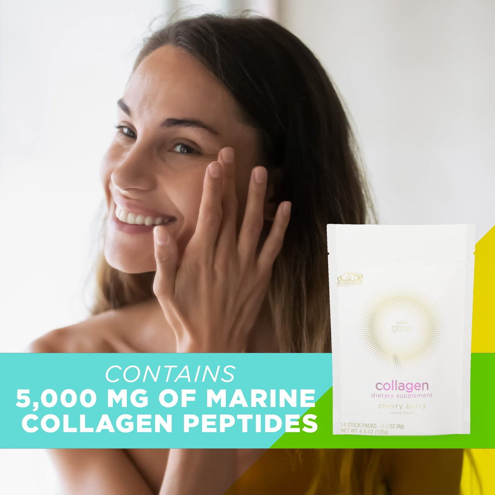 AdvoCare Glow Collagen with vitamins E and D promotes skin firmness