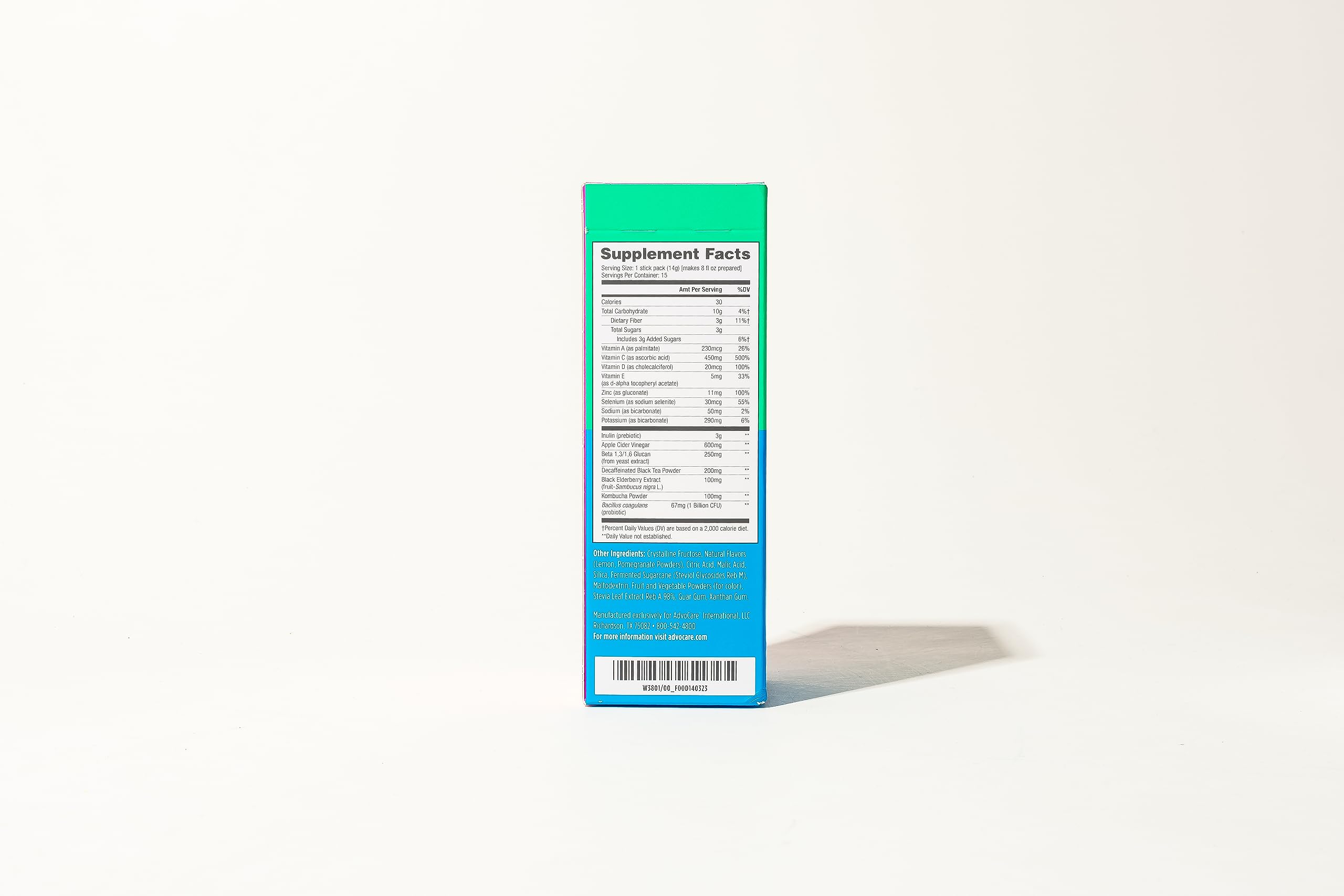 Harmony stick pack being dispensed into a glass or bottle
