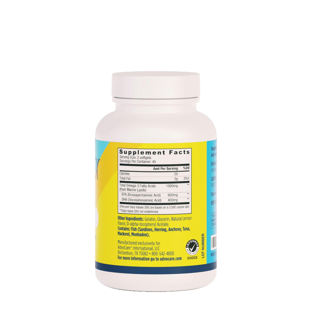 Close-up of AdvoCare Omegaplex softgels for healthy skin, nails and hair.