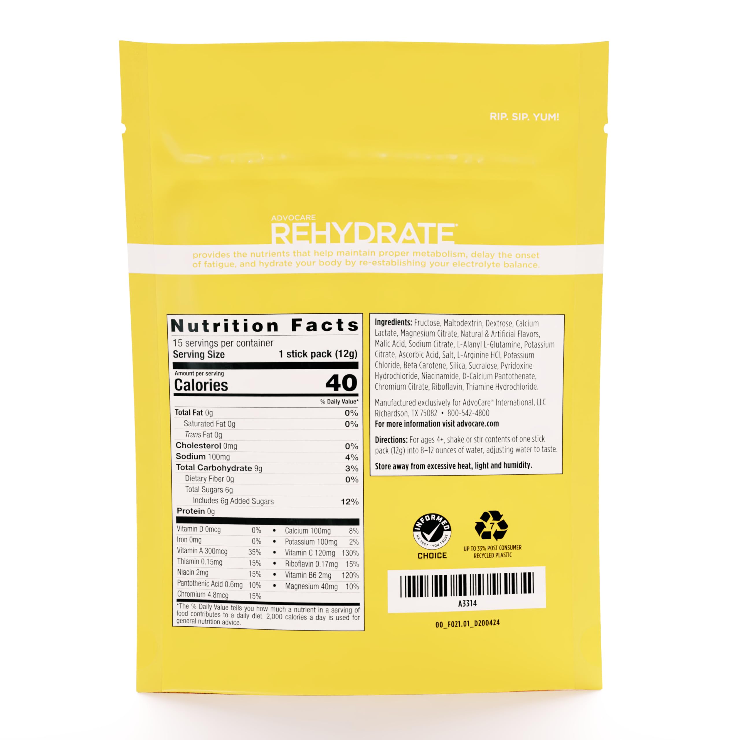 AdvoCare Rehydrate 15-stick box shown for convenient hydration.