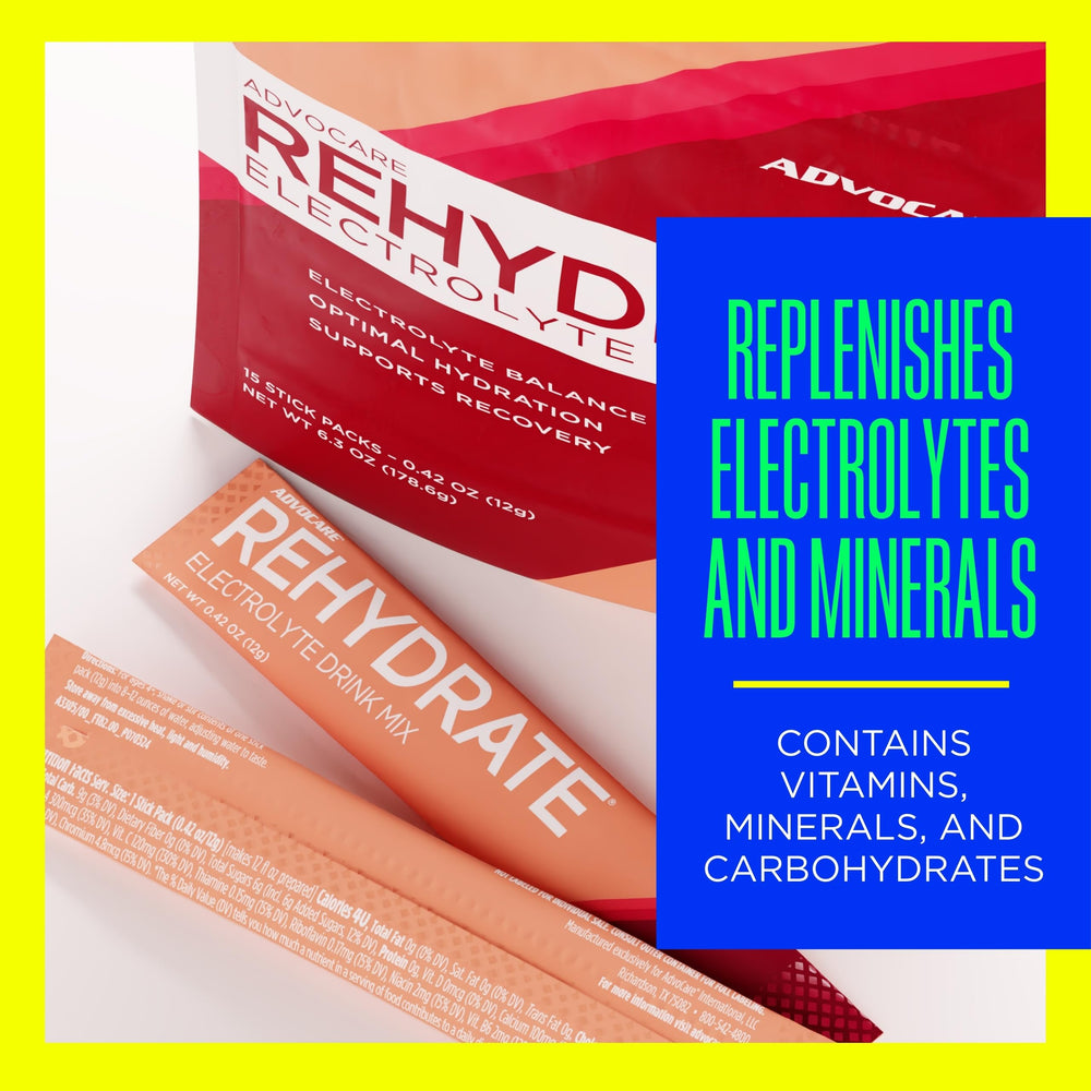 AdvoCare Rehydrate powder dissolves quickly for fast hydration during activity