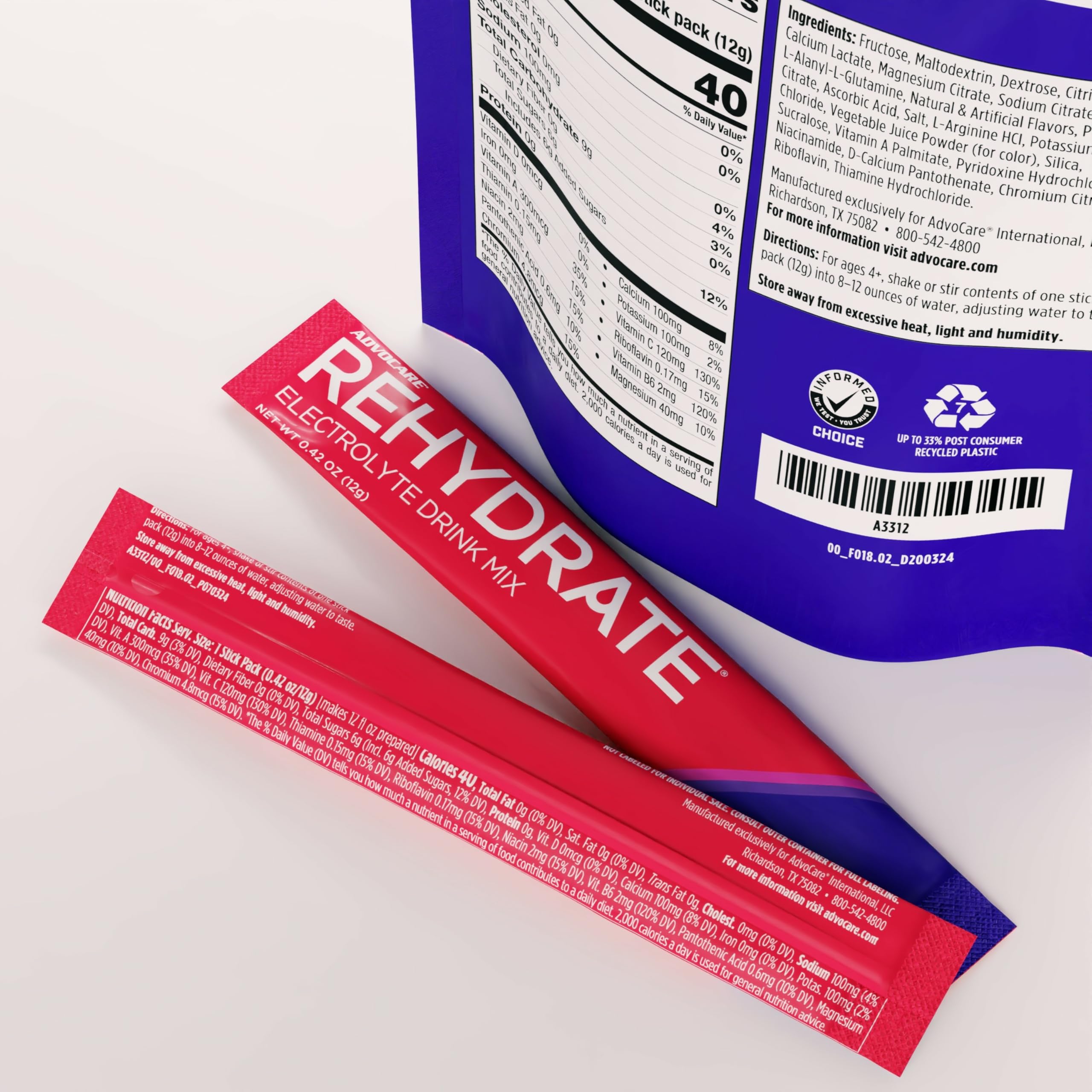 Glass of fruit punch Rehydrate showing refreshing flavor.
