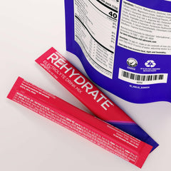 Glass of fruit punch Rehydrate showing refreshing flavor.