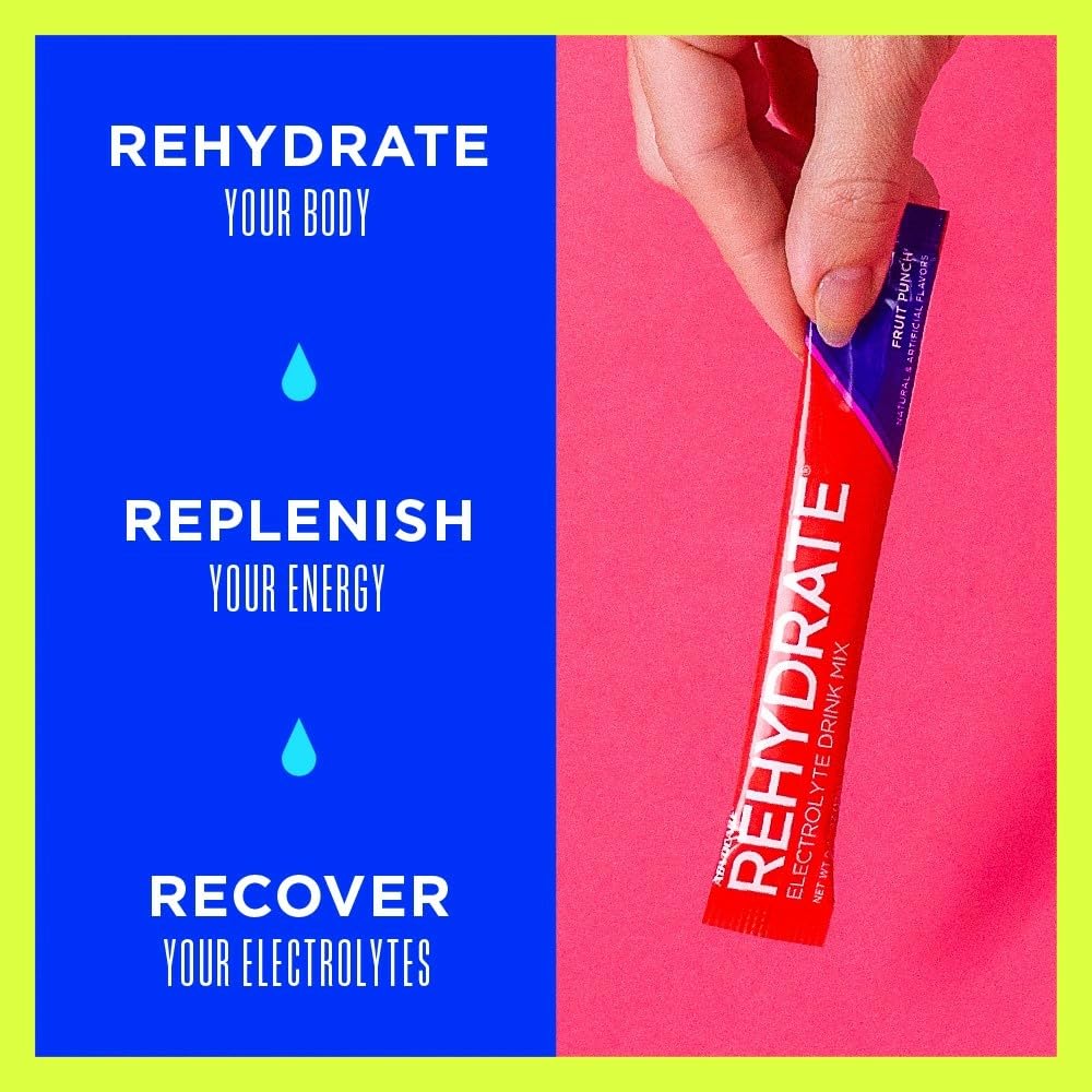 Gym bag with compact stick packs for post-workout hydration.