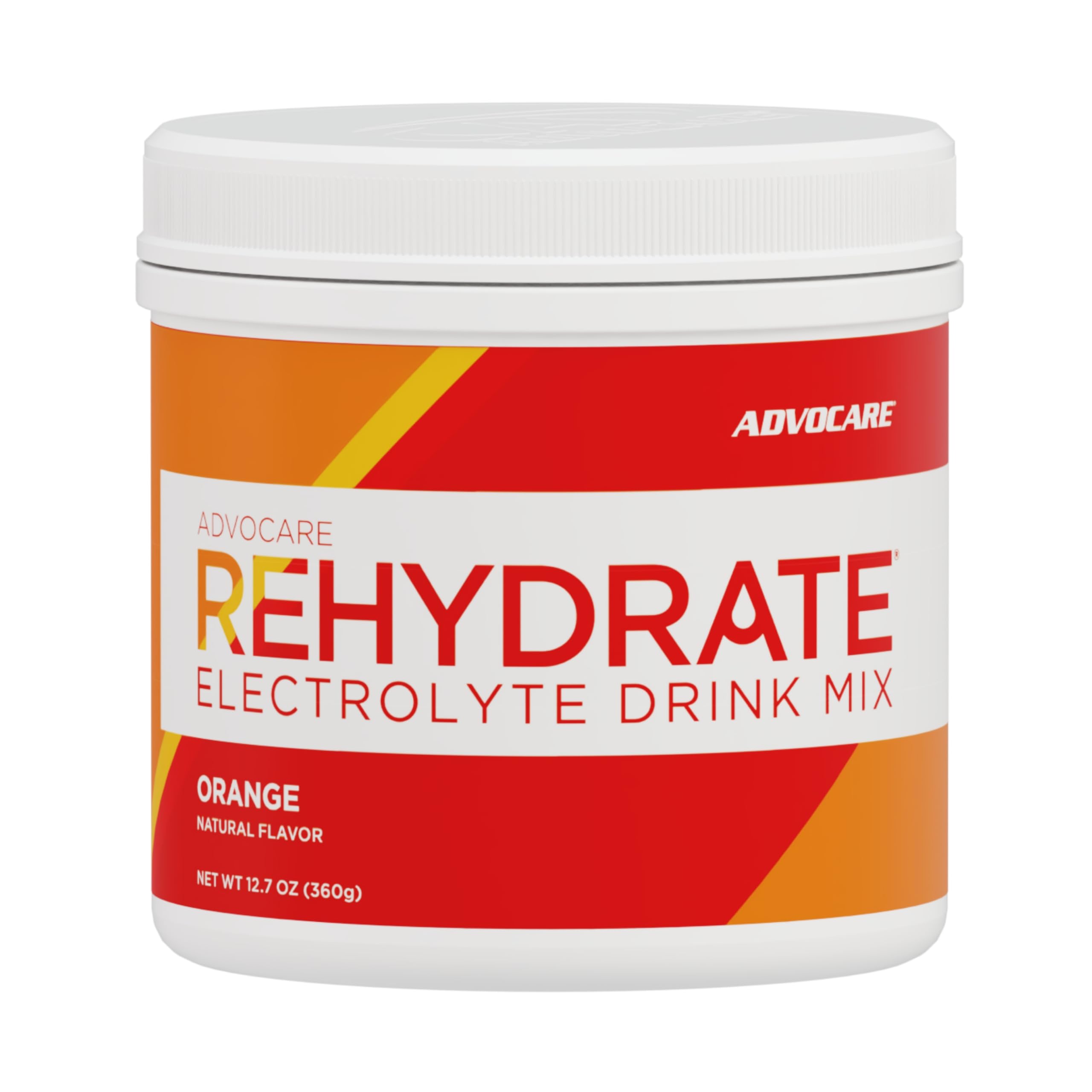 AdvoCare Rehydrate orange tub front view for refreshing electrolyte hydration