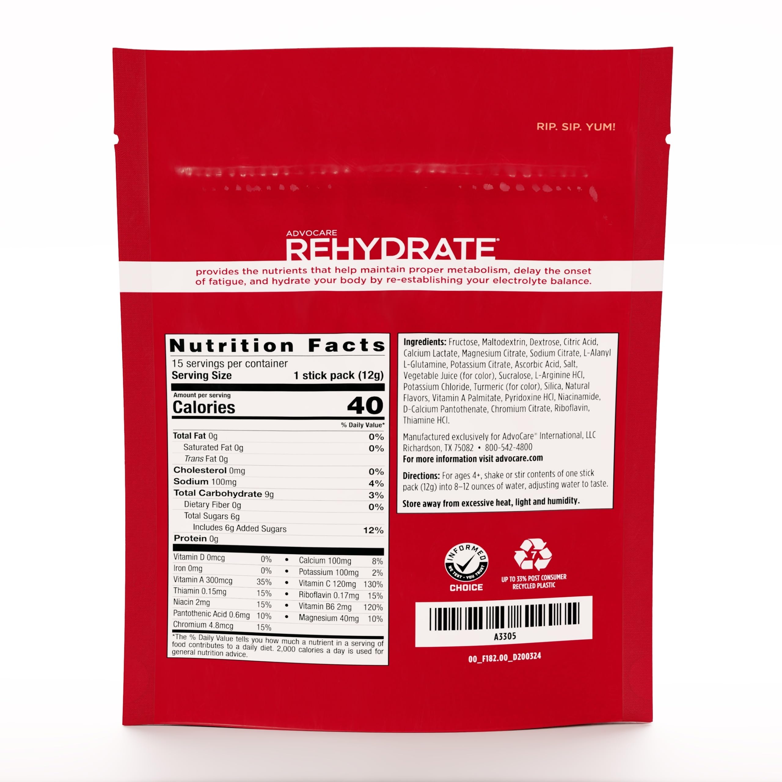 AdvoCare Rehydrate packaging single-serve sticks ideal for travel and workouts