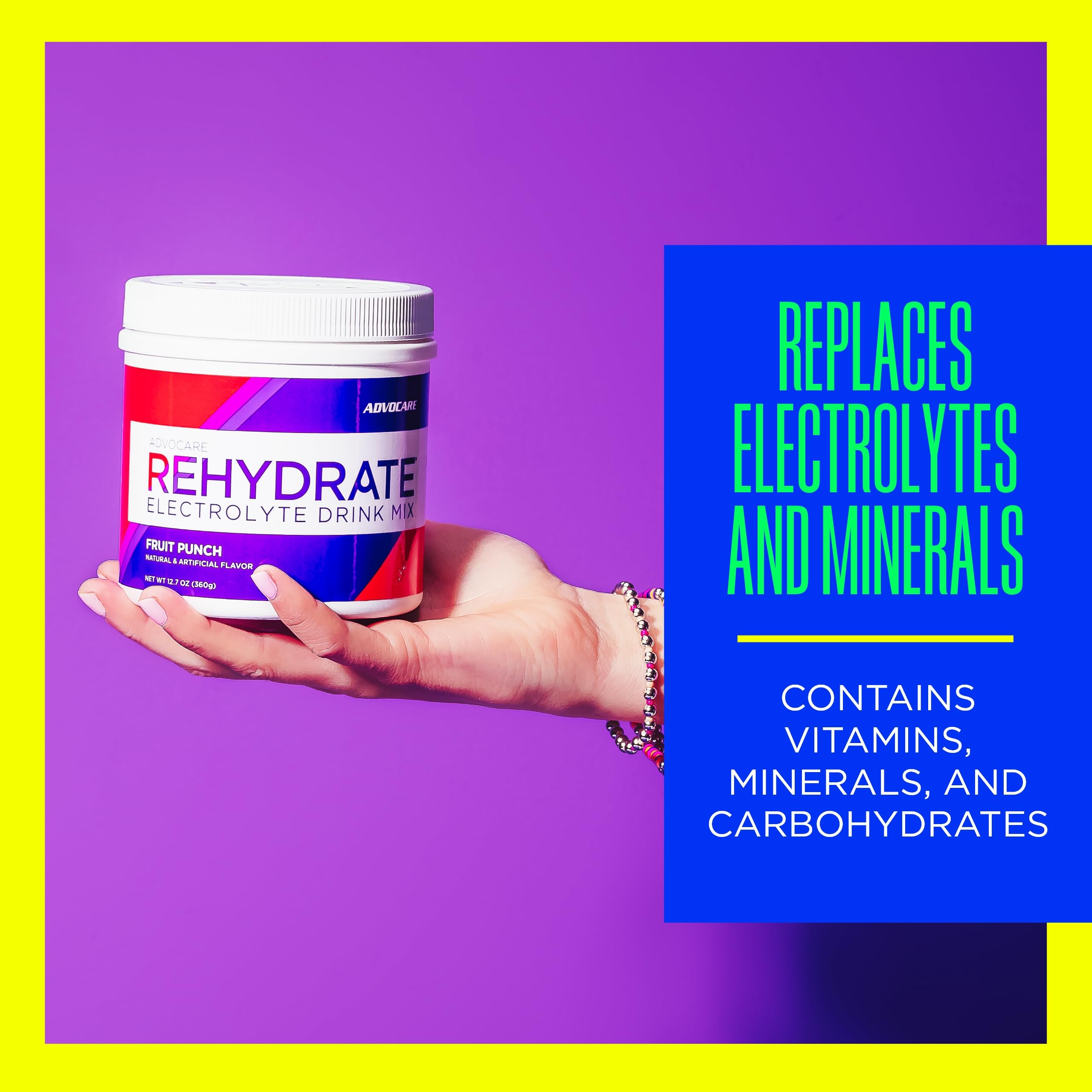 Glass of prepared AdvoCare Rehydrate fruit punch drink ready to enjoy