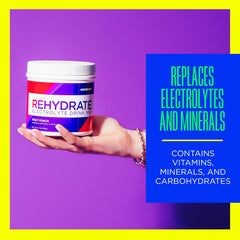 Glass of prepared AdvoCare Rehydrate fruit punch drink ready to enjoy