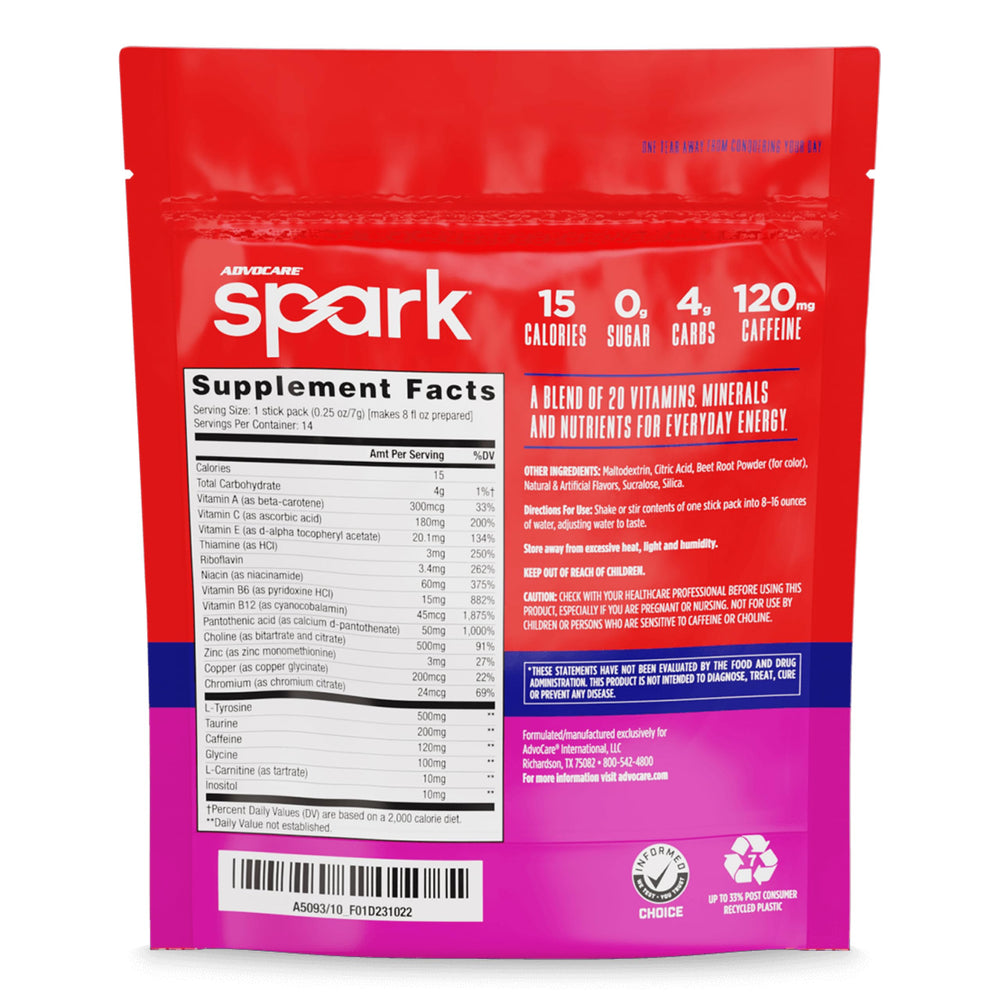 AdvoCare Spark dissolving stick in water for quick energy mix.