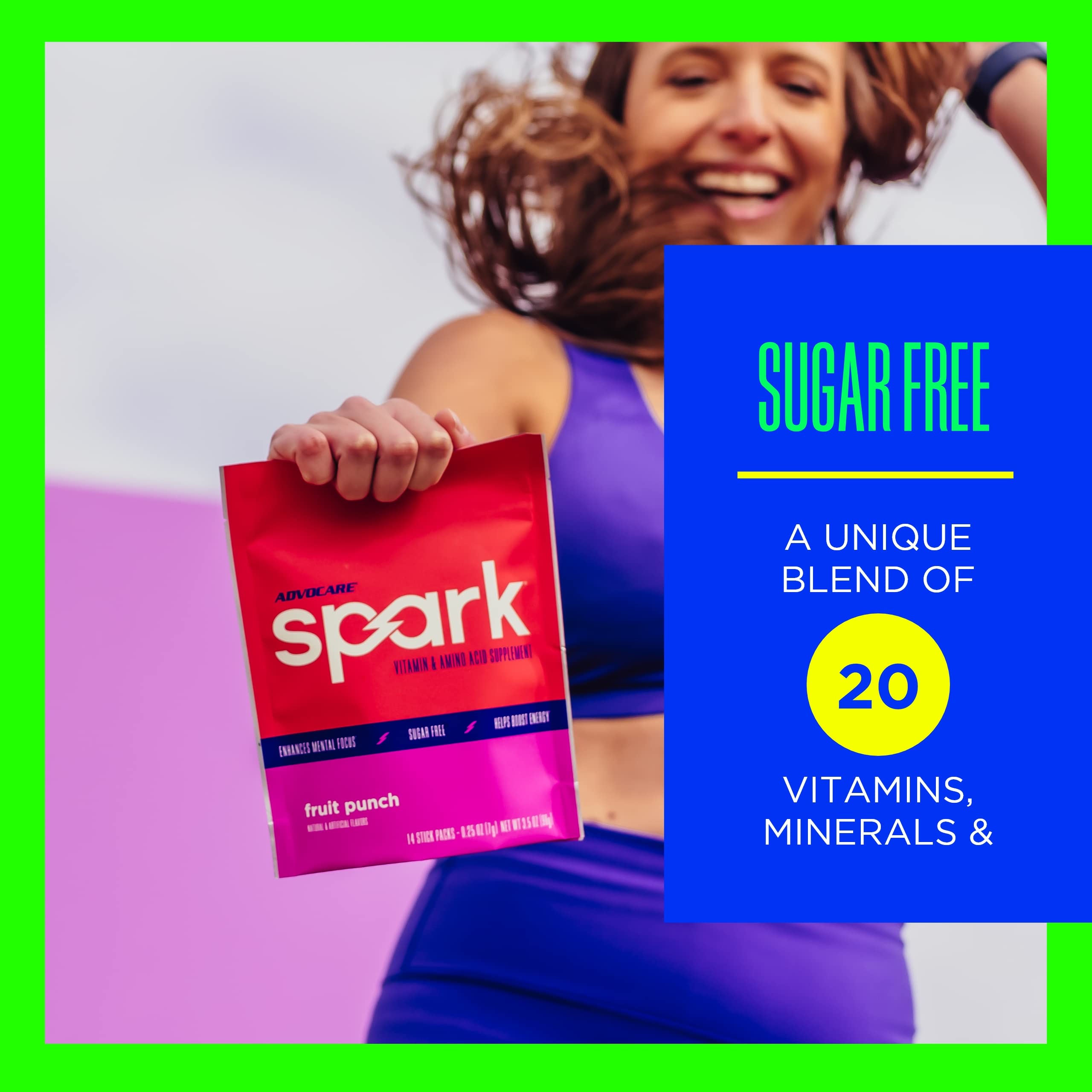 Prepared AdvoCare Spark fruit punch drink in a glass for refreshment