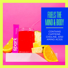 AdvoCare Spark glass with fruit punch showing refreshing energy lift.