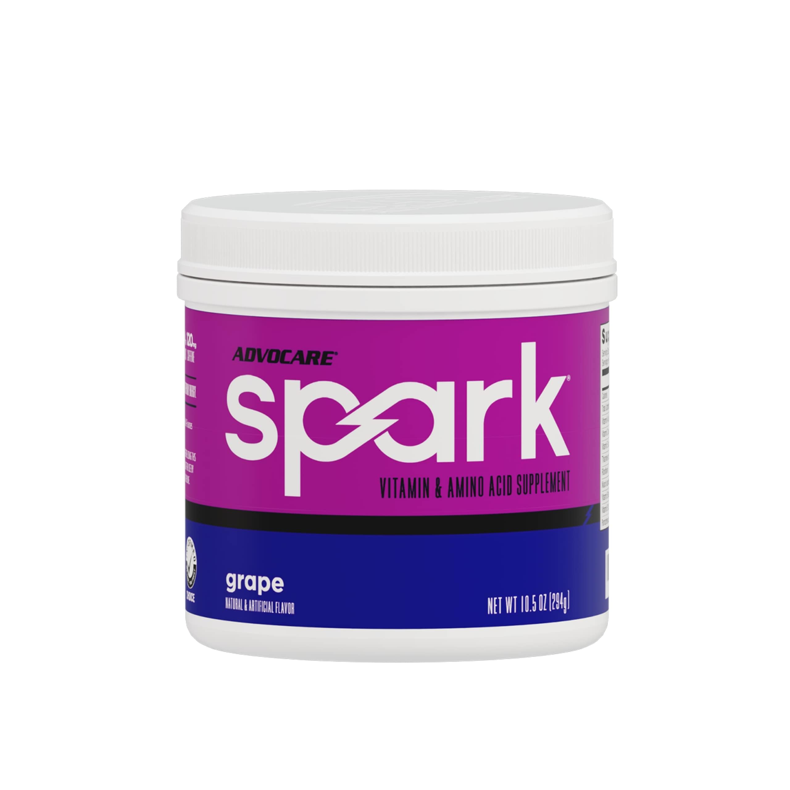 AdvoCare Spark grape label showcasing the energy formula for focus and vitality