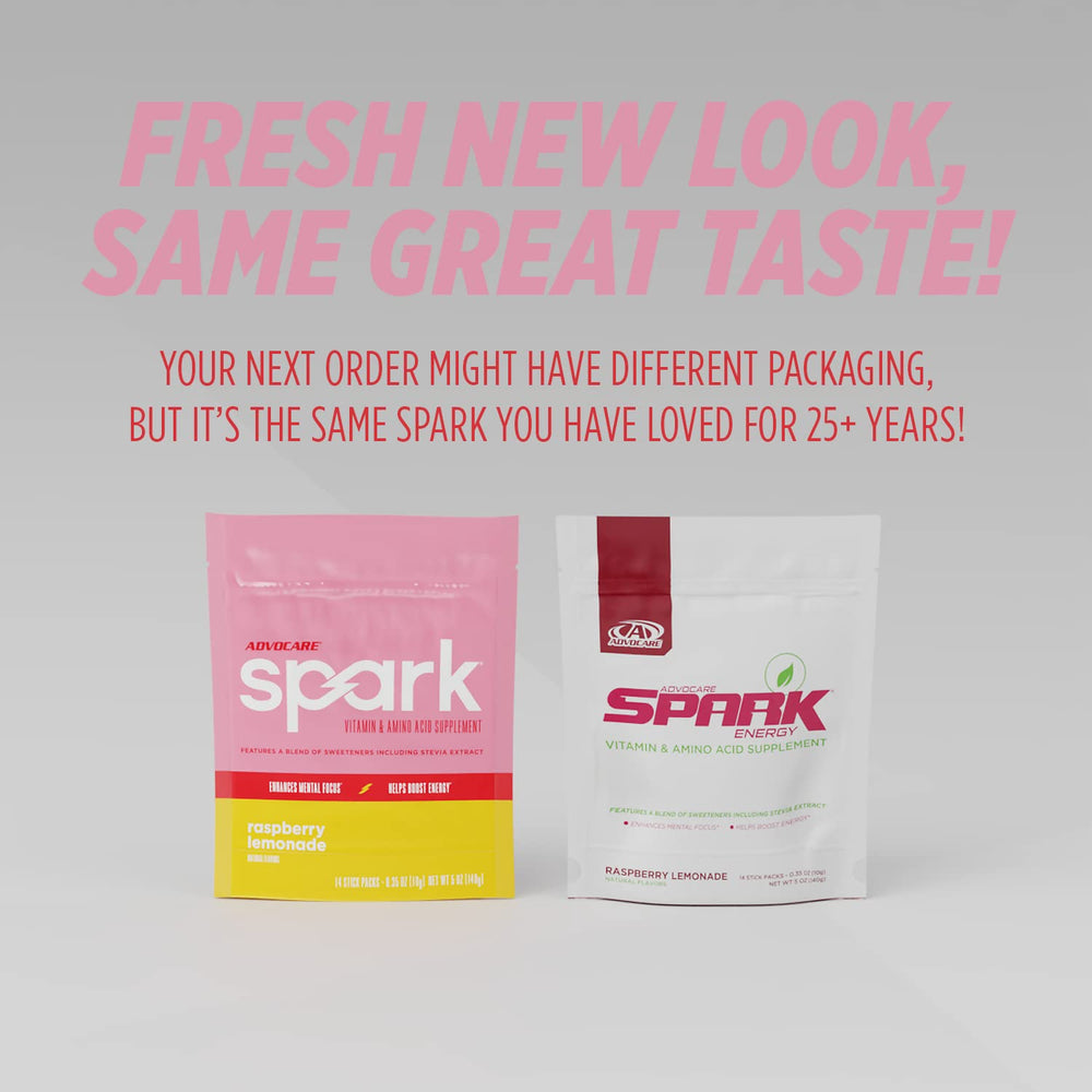AdvoCare Spark ingredients label close-up with vitamins and amino acids.