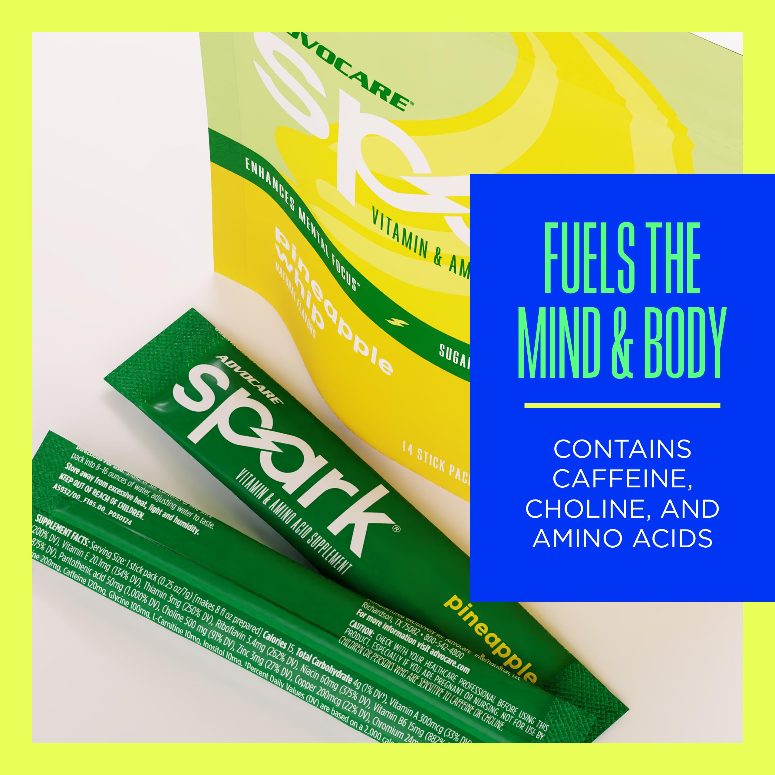 Close-up of AdvoCare Spark pineapple powder highlighting vibrant flavor