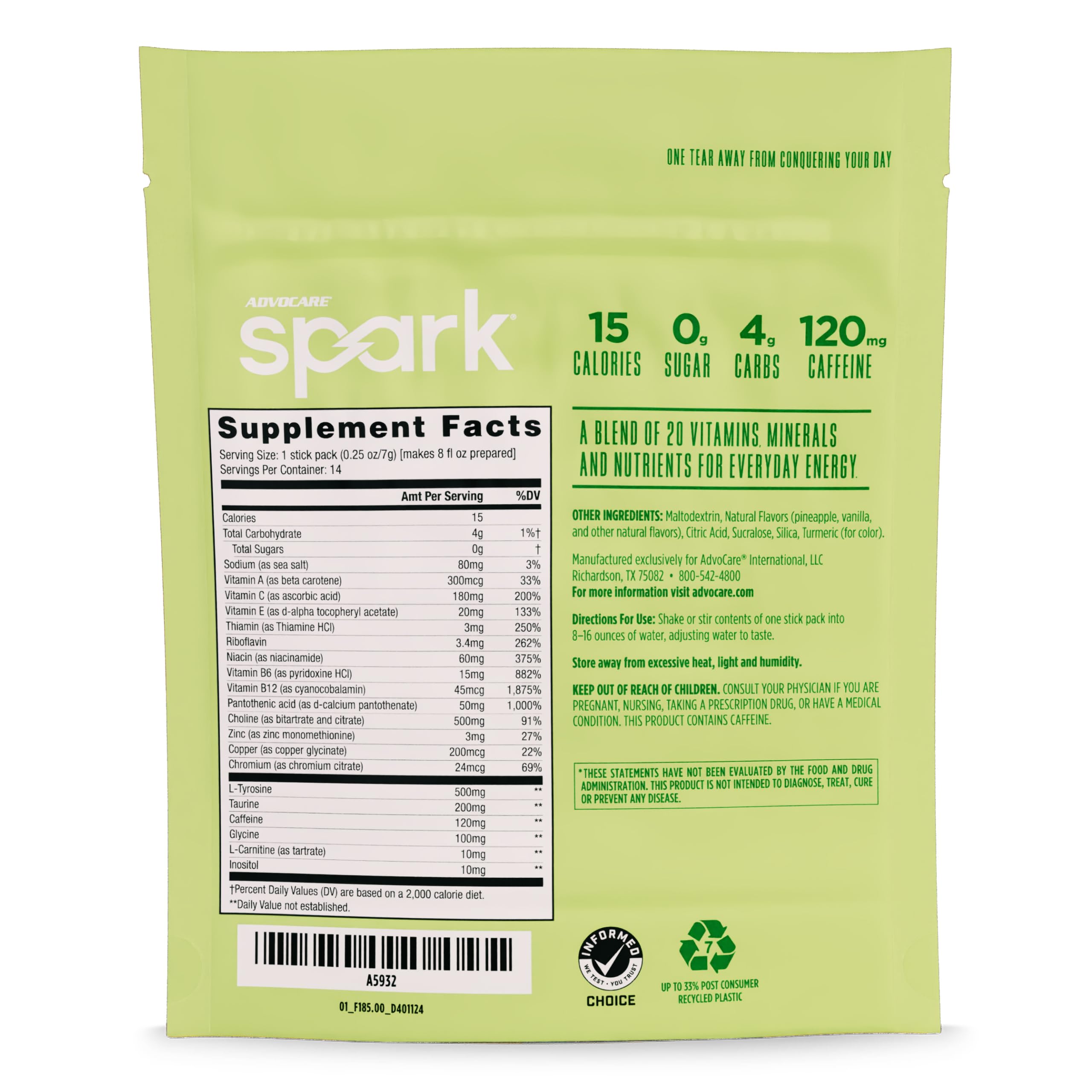 AdvoCare Spark pineapple stick dispensing into water for quick mix