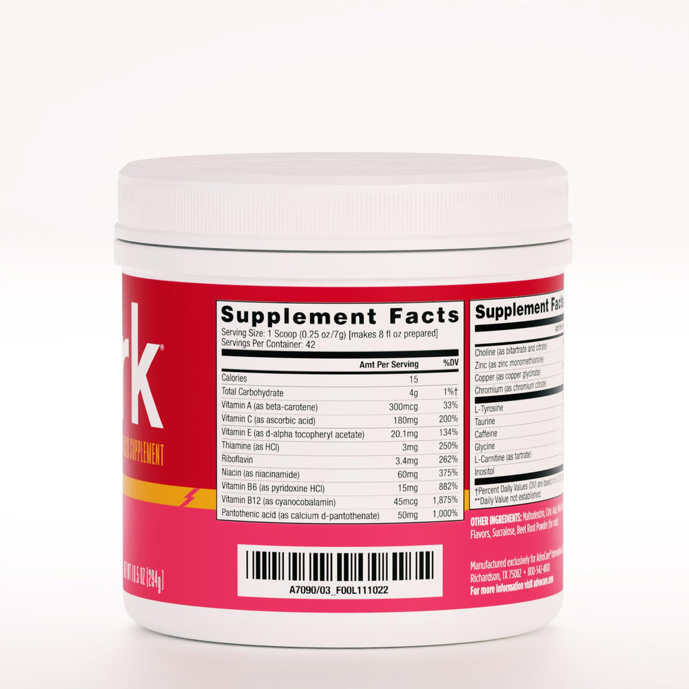 AdvoCare Spark powder poured into water for a refreshing energy boost.