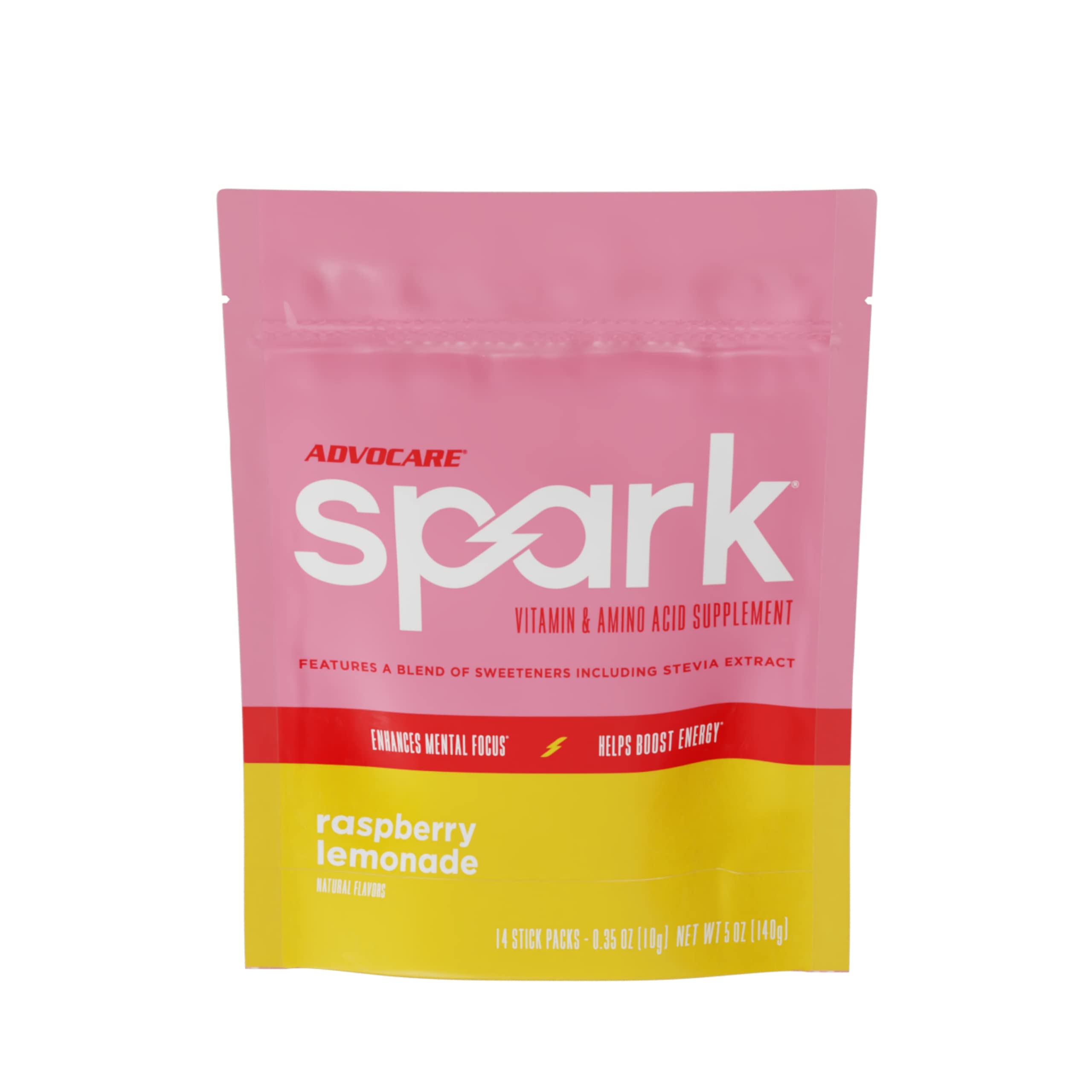 AdvoCare Spark Raspberry Lemonade tub open for a quick energy boost.