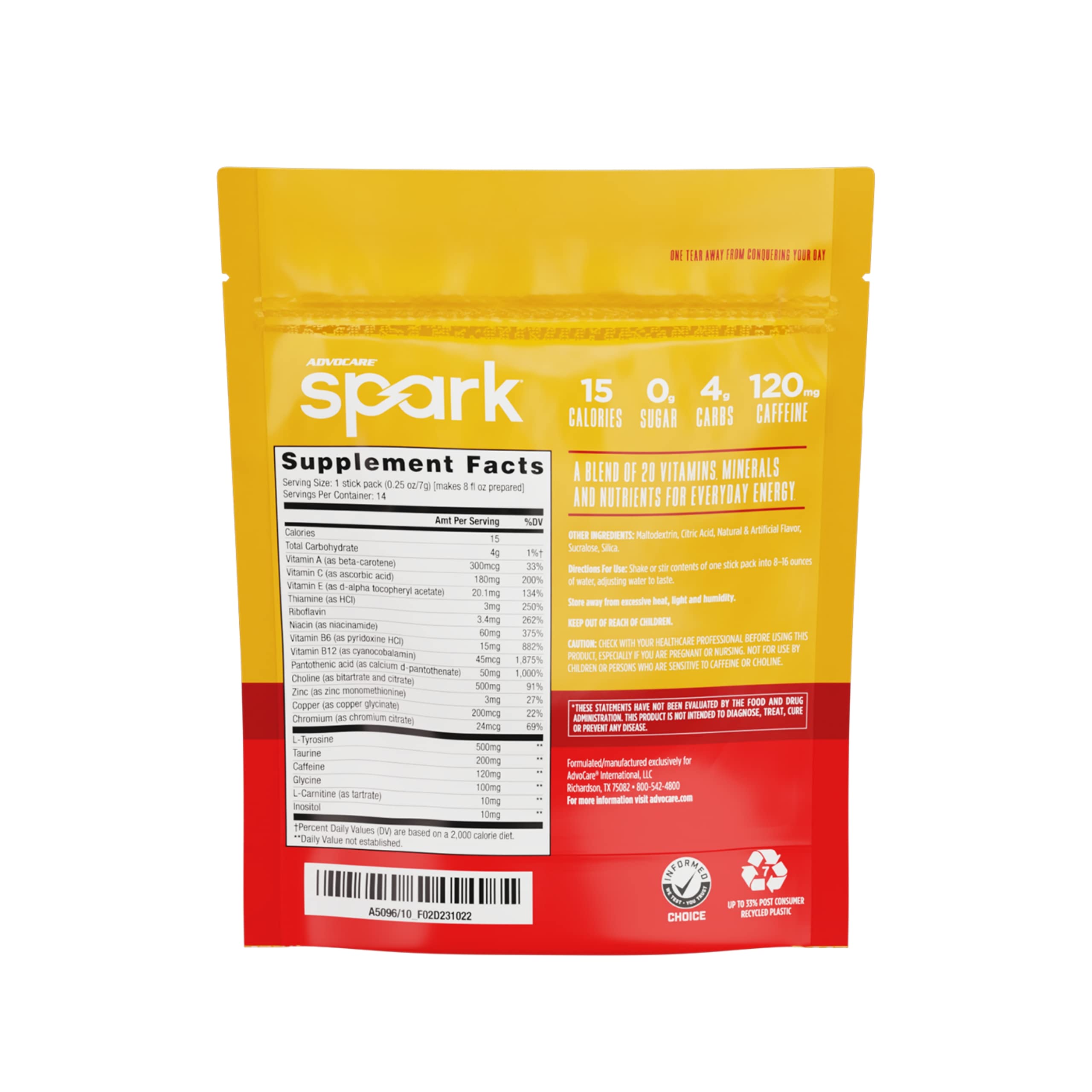 Close-up of AdvoCare Spark mango-strawberry stick with vibrant flavor visual