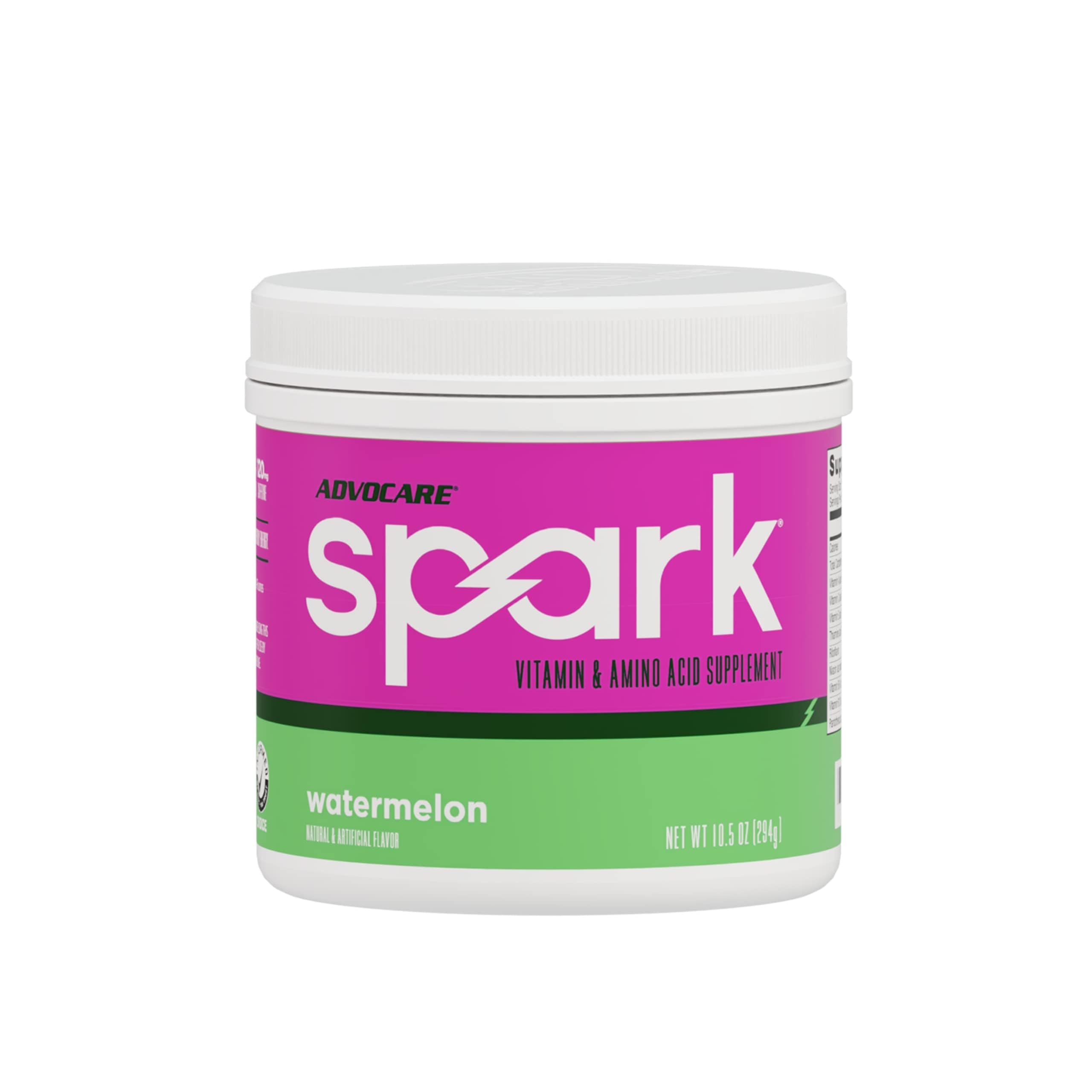 AdvoCare Spark watermelon tub offering convenient energy for on-the-go days.