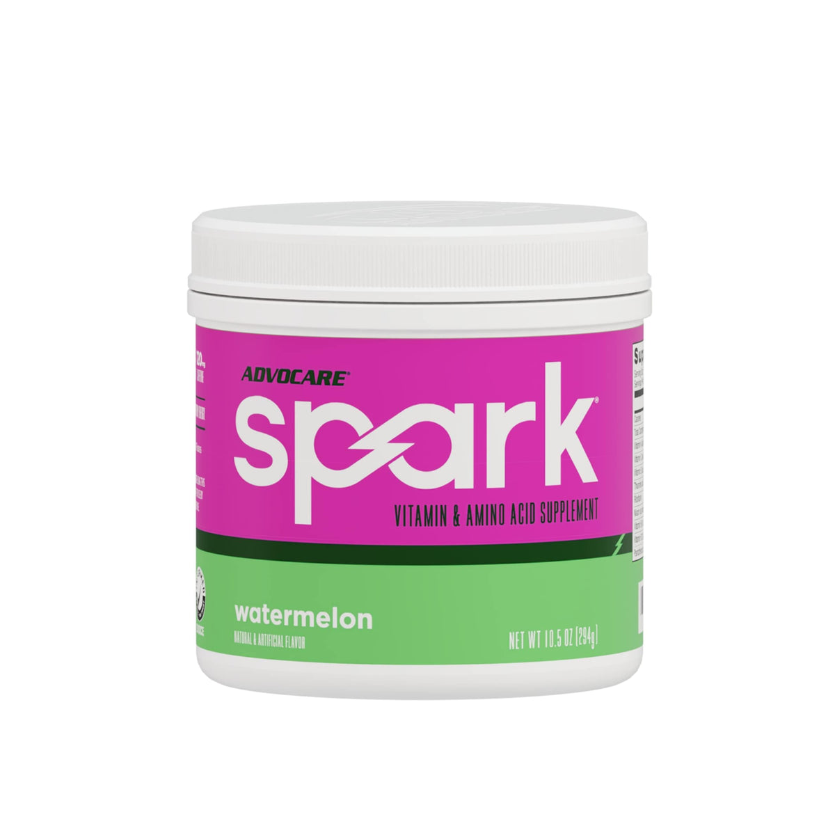 AdvoCare Spark watermelon tub offering convenient energy for on-the-go days.