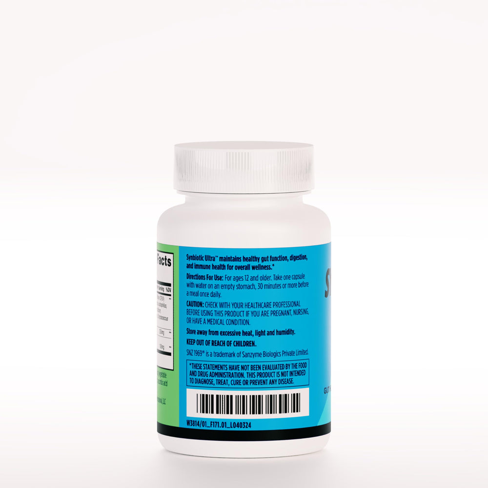 AdvoCare Synbiotic Ultra packaging on table showing immune and digestive support