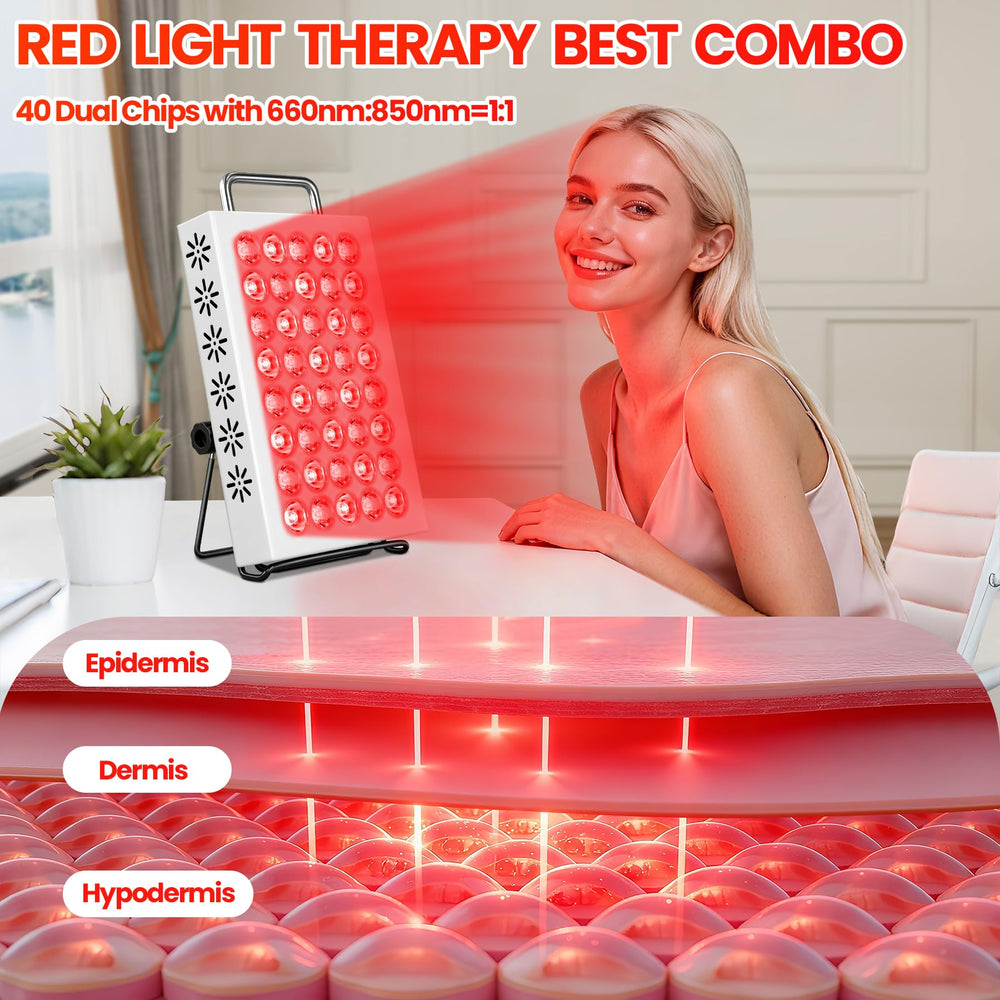 AearKing red light panel stand extended enabling hands-free positioning during sessions.