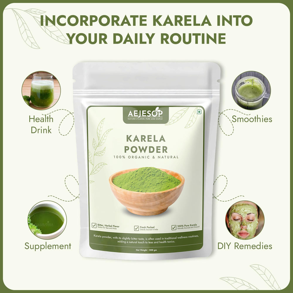 Mixing AEJESOP Karela powder with cucumber juice for a facial scrub.