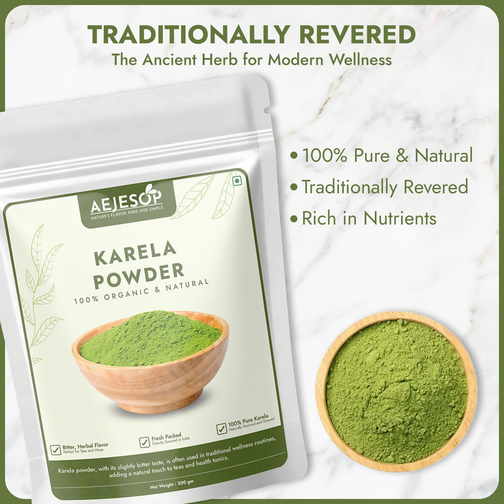 AEJESOP Karela powder added to a fresh green smoothie.